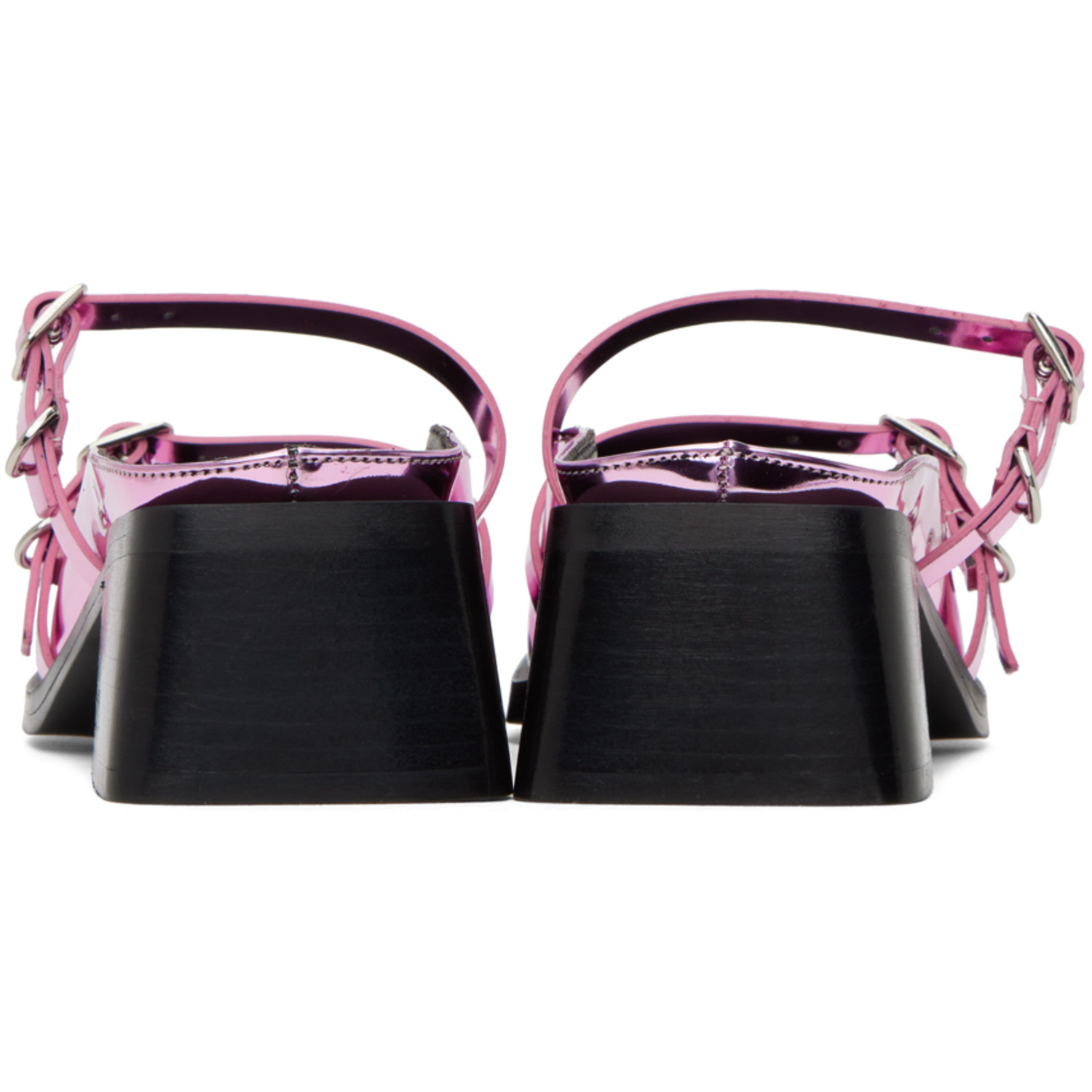  Justine Clenquet Pink Andie Metallic Mules 