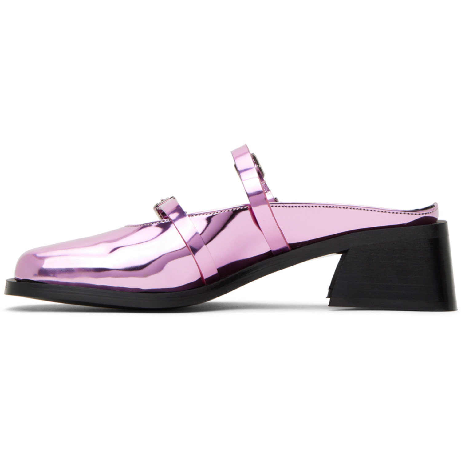 Justine Clenquet Pink Andie Metallic Mules 
