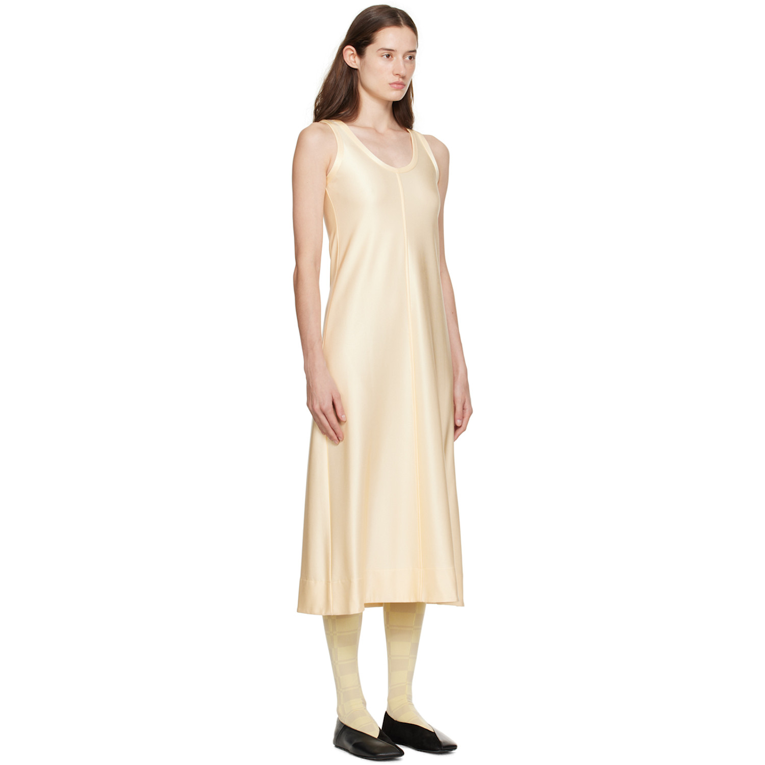  Jil Sander Beige Scoop Neck Midi Dress 