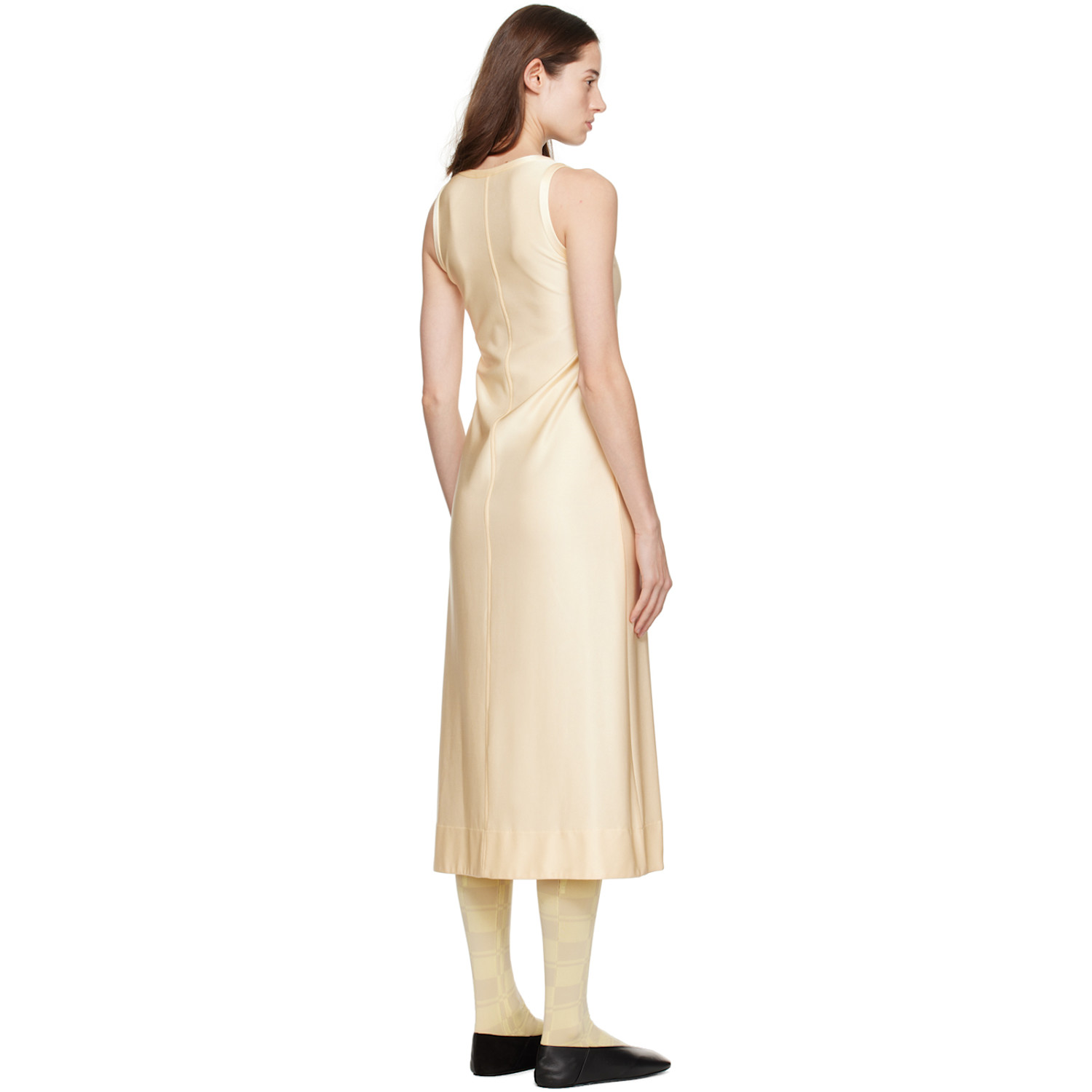  Jil Sander Beige Scoop Neck Midi Dress 