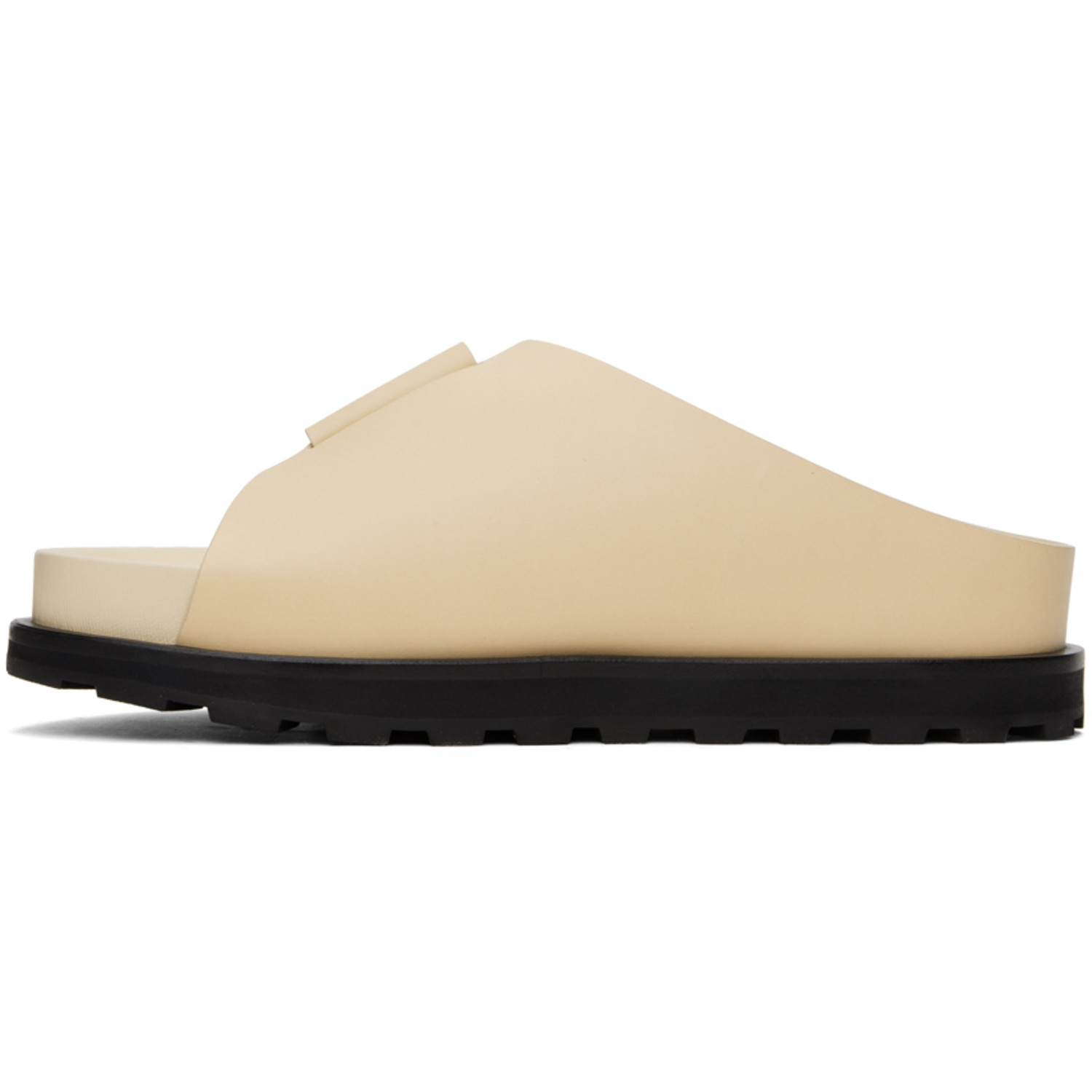  Jil Sander Beige Cross-strap Leather Slides 