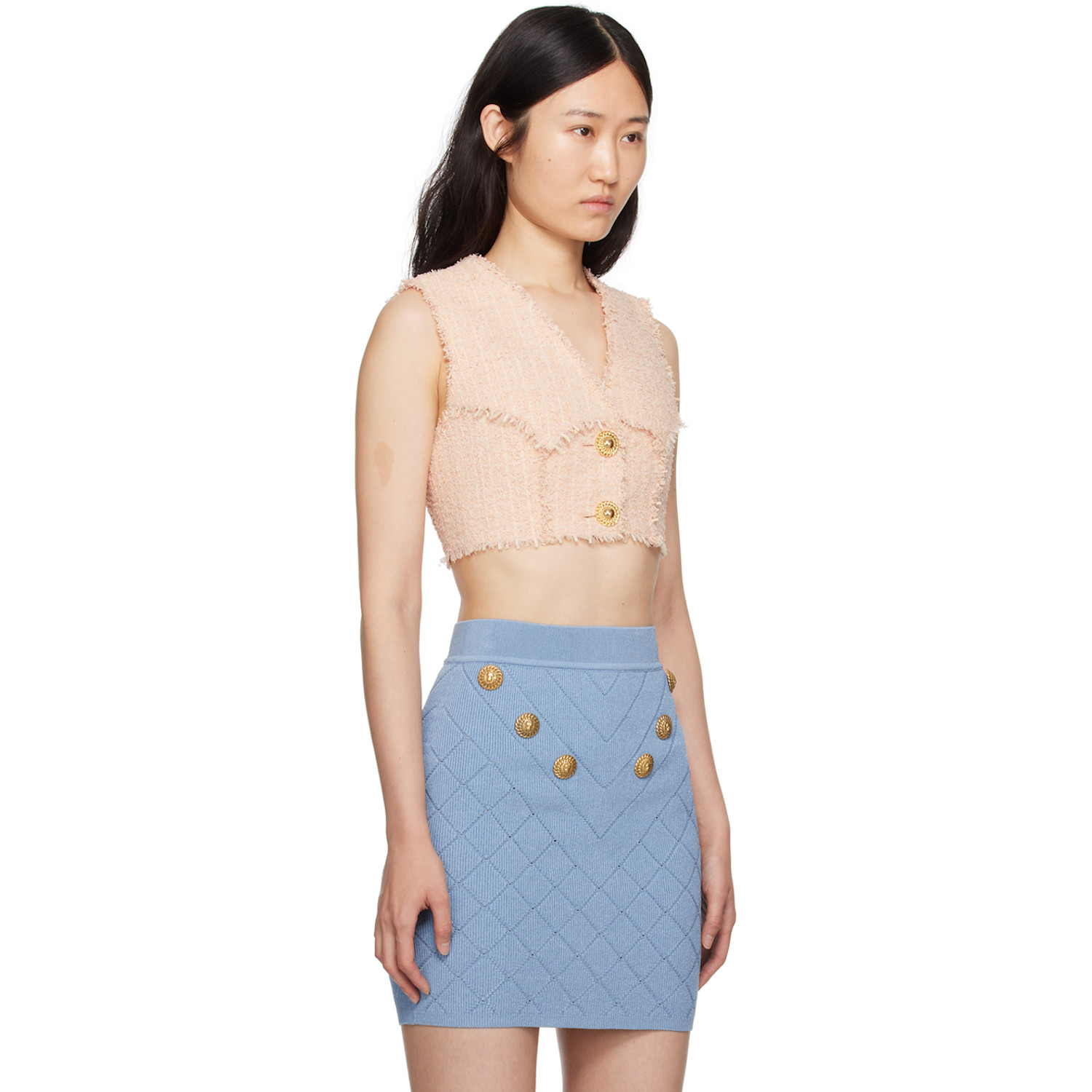  Balmain Pink Cropped Tank Top 