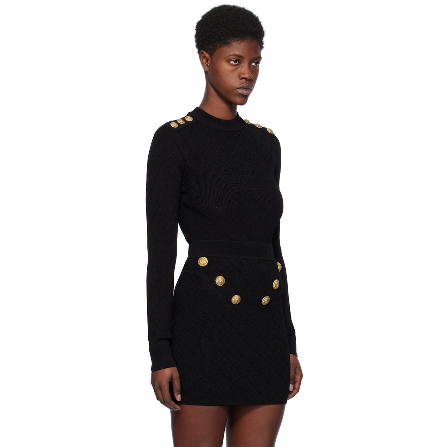  Balmain Black Cutout Bodysuit 