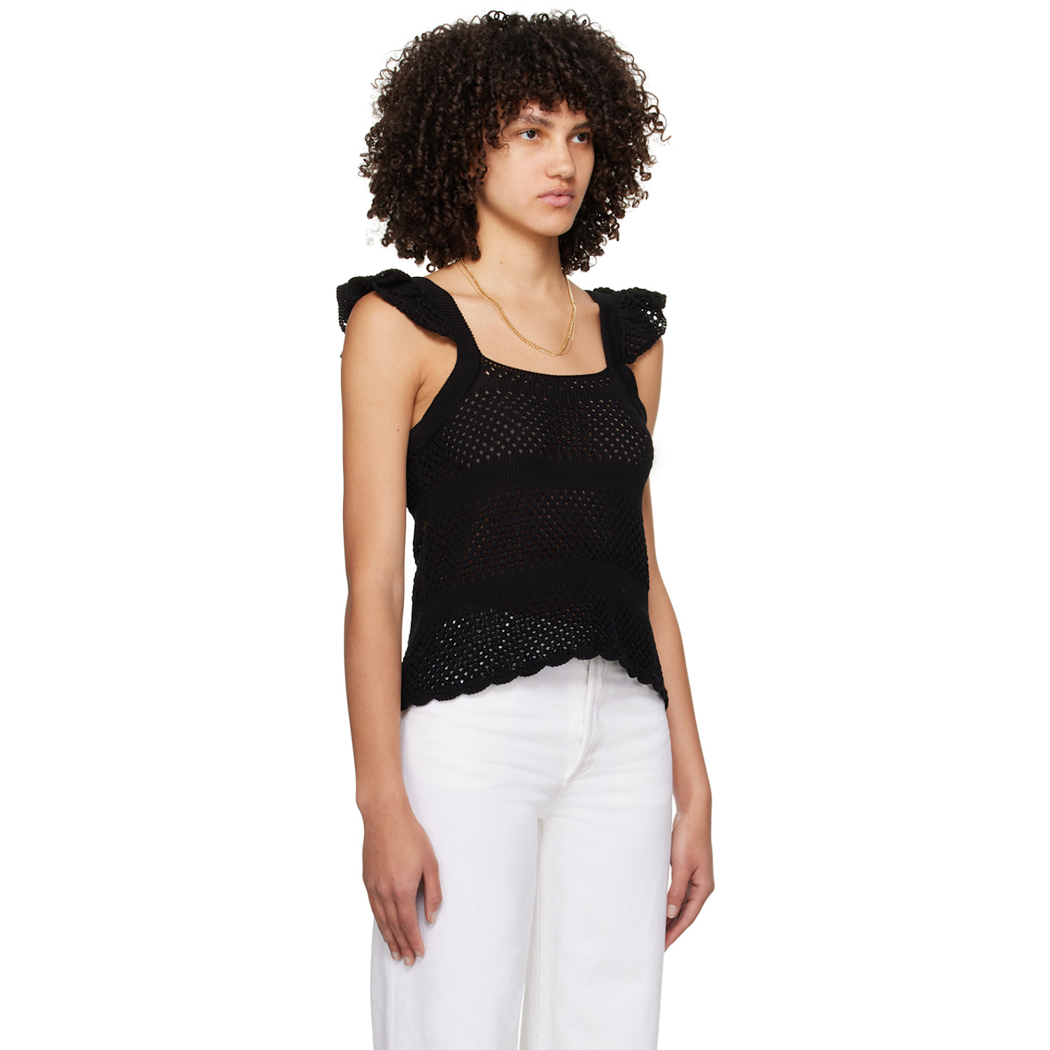  A.p.c. Black Crocheted Tank Top 