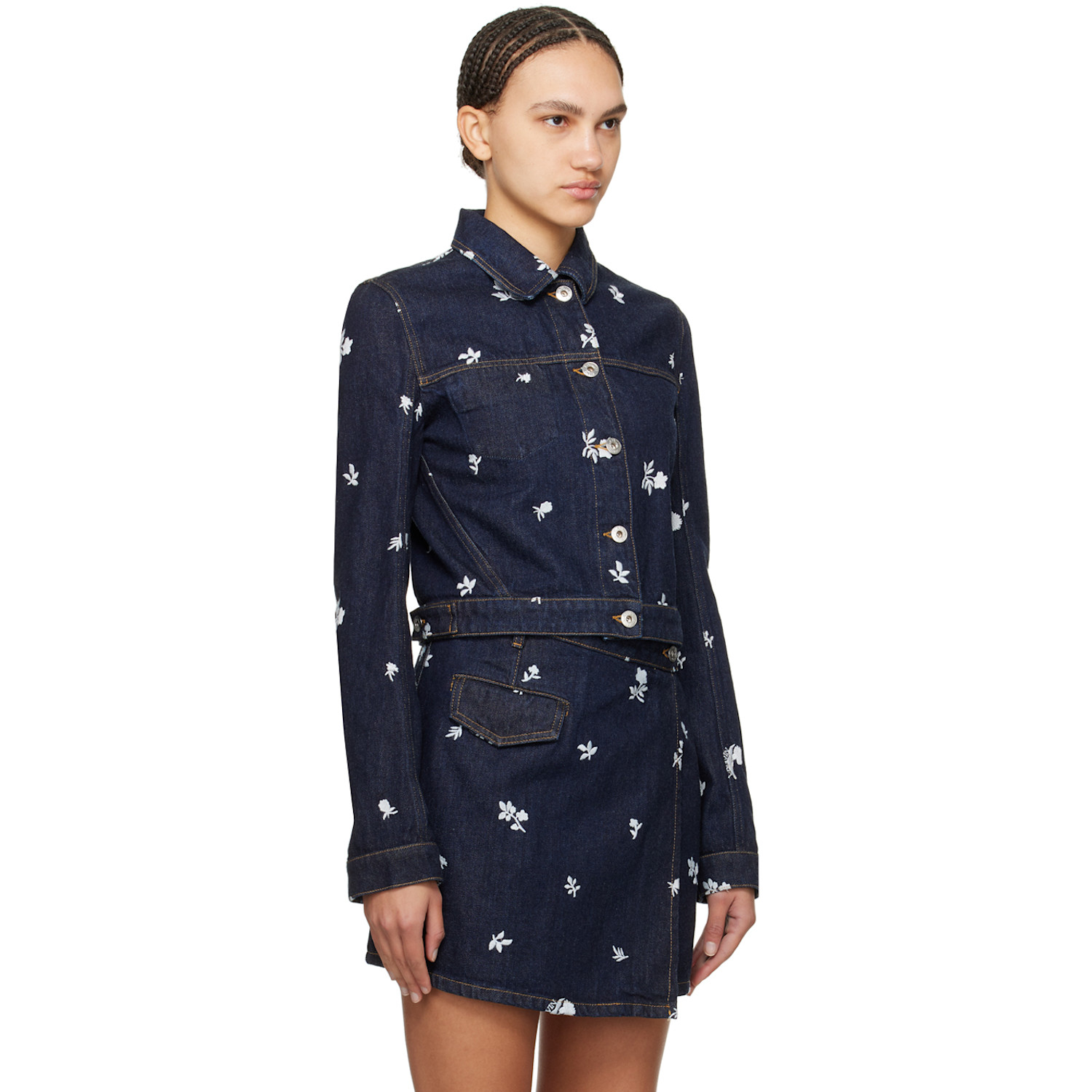  Lanvin Navy Embroidered Denim Jacket 