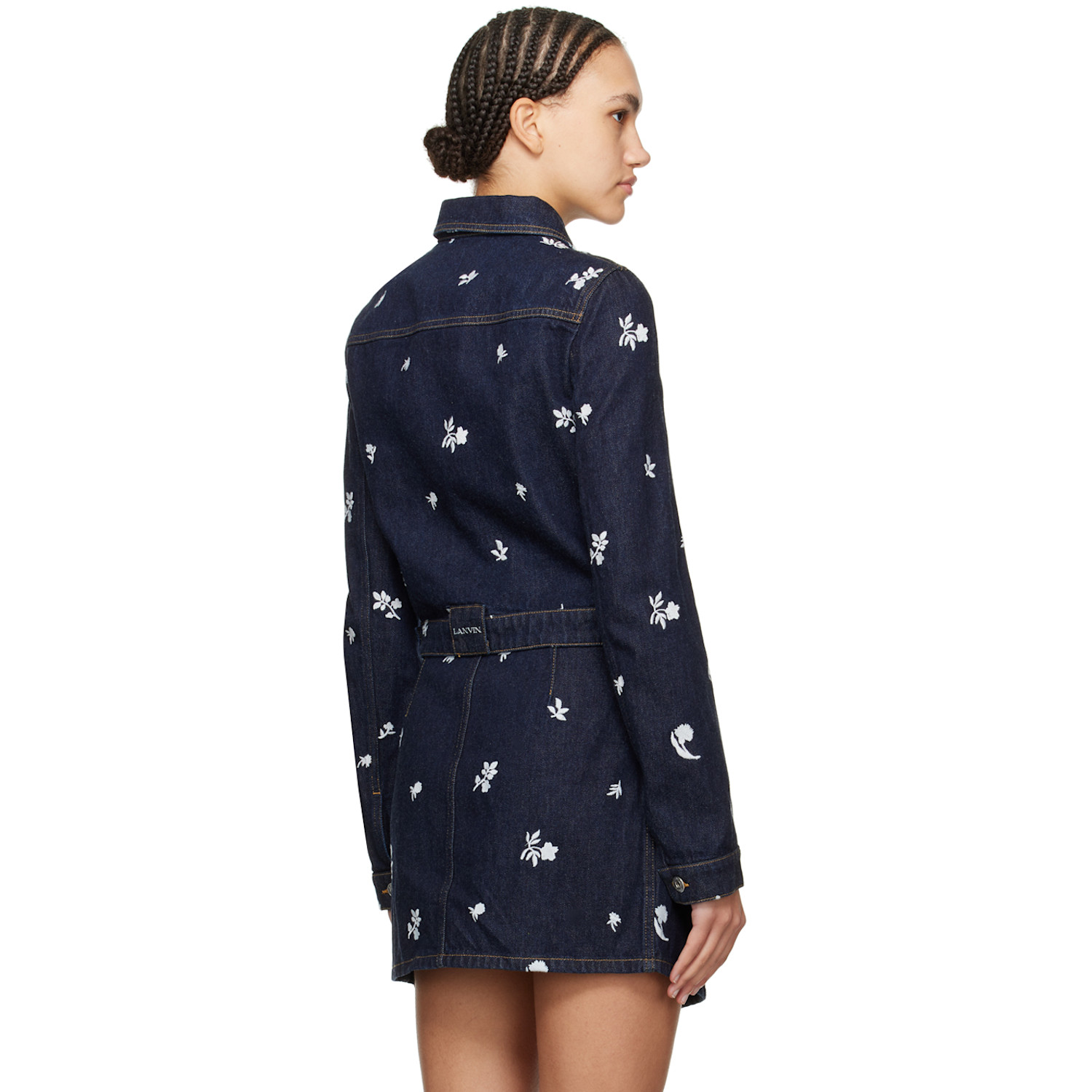  Lanvin Navy Embroidered Denim Jacket 
