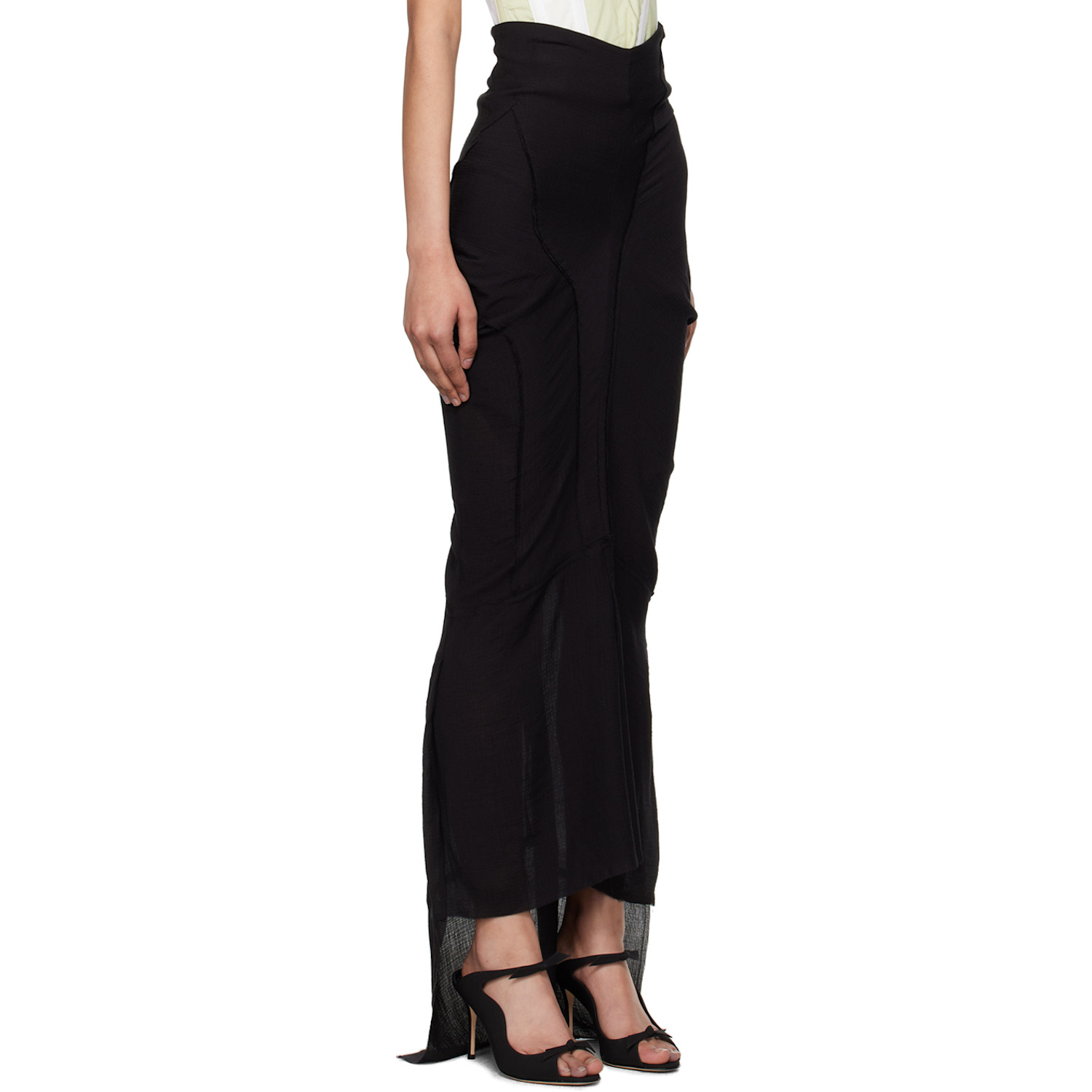  Talia Byre Black Draped Maxi Skirt 