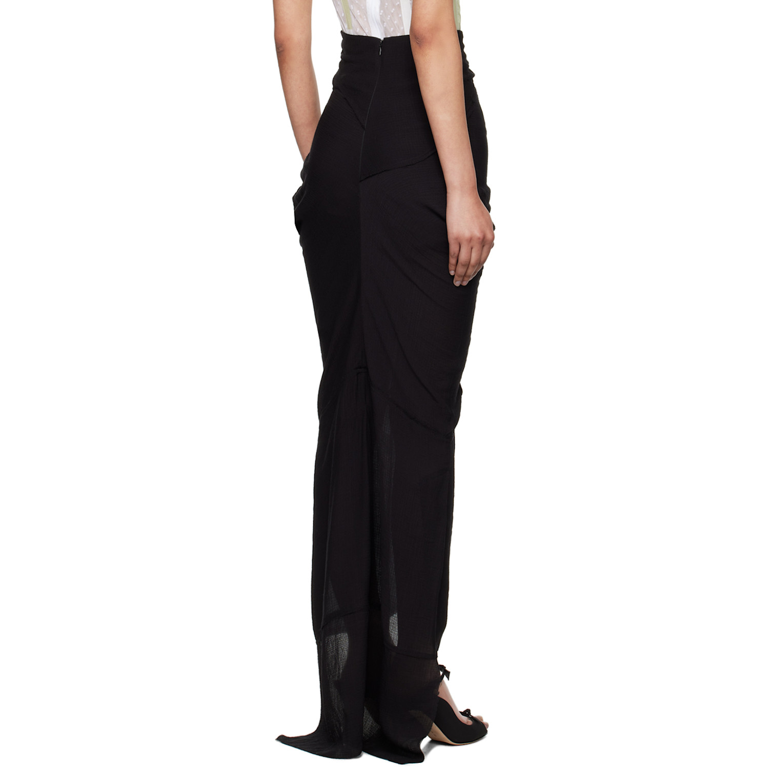  Talia Byre Black Draped Maxi Skirt 