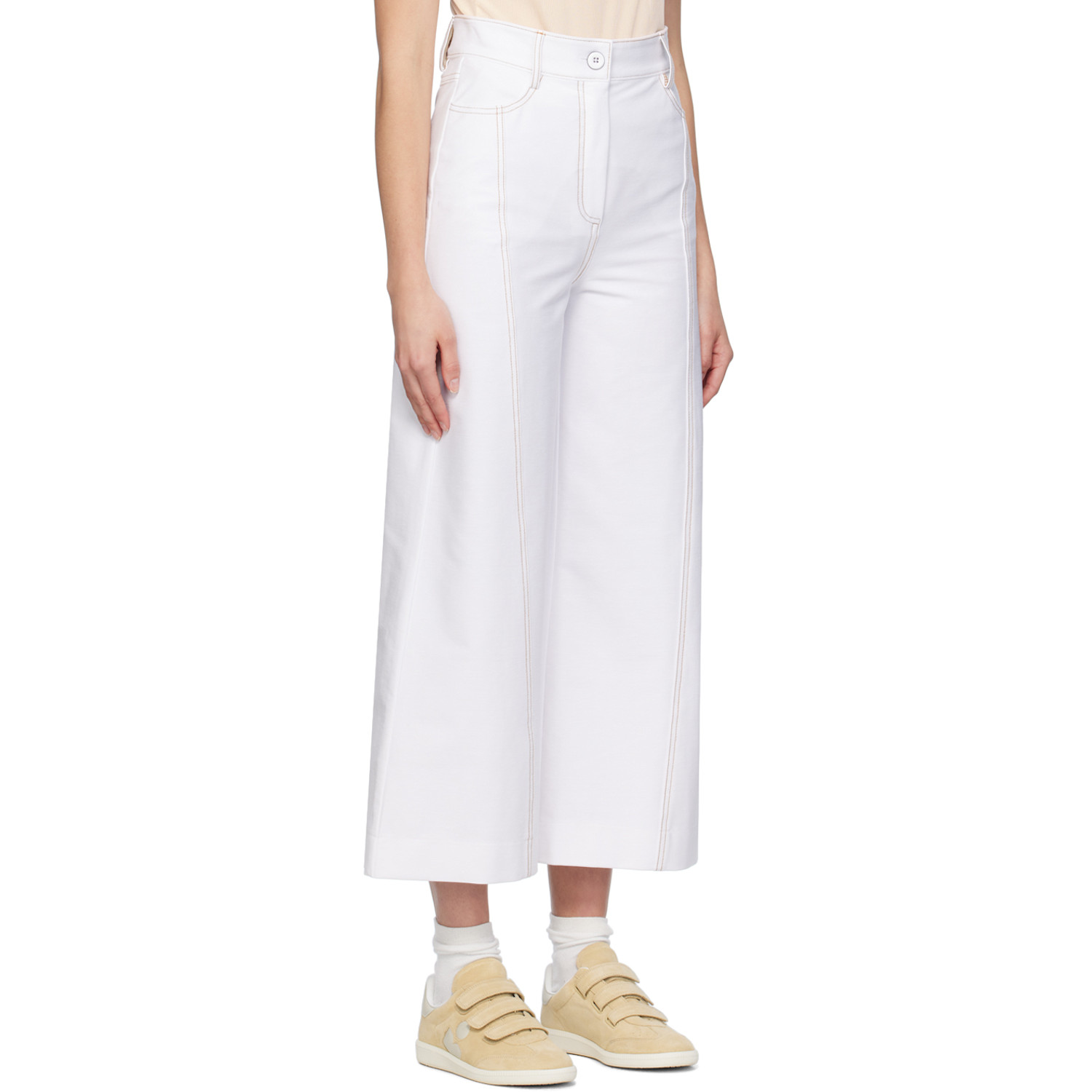  Mm By Max Mara White Foster Trousers 