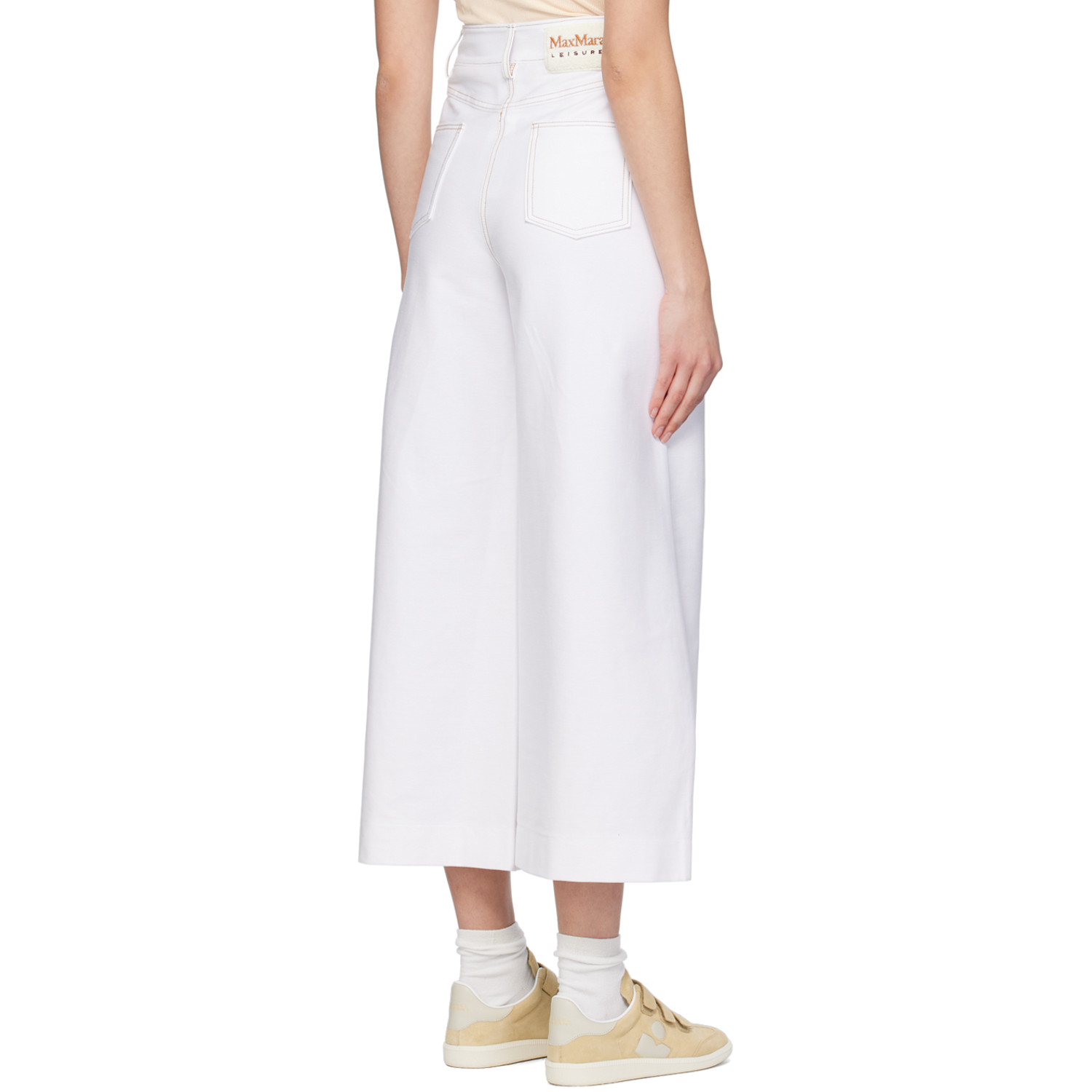 Mm By Max Mara White Foster Trousers 