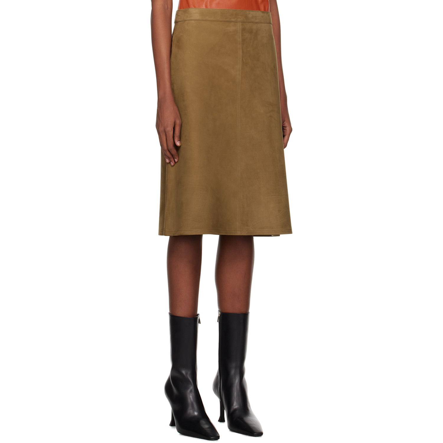  Ferragamo Brown A-line Midi Skirt 