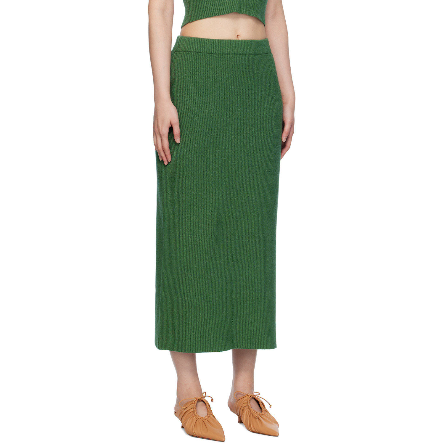  By Malene Birger Green Kyara Midi Skirt 