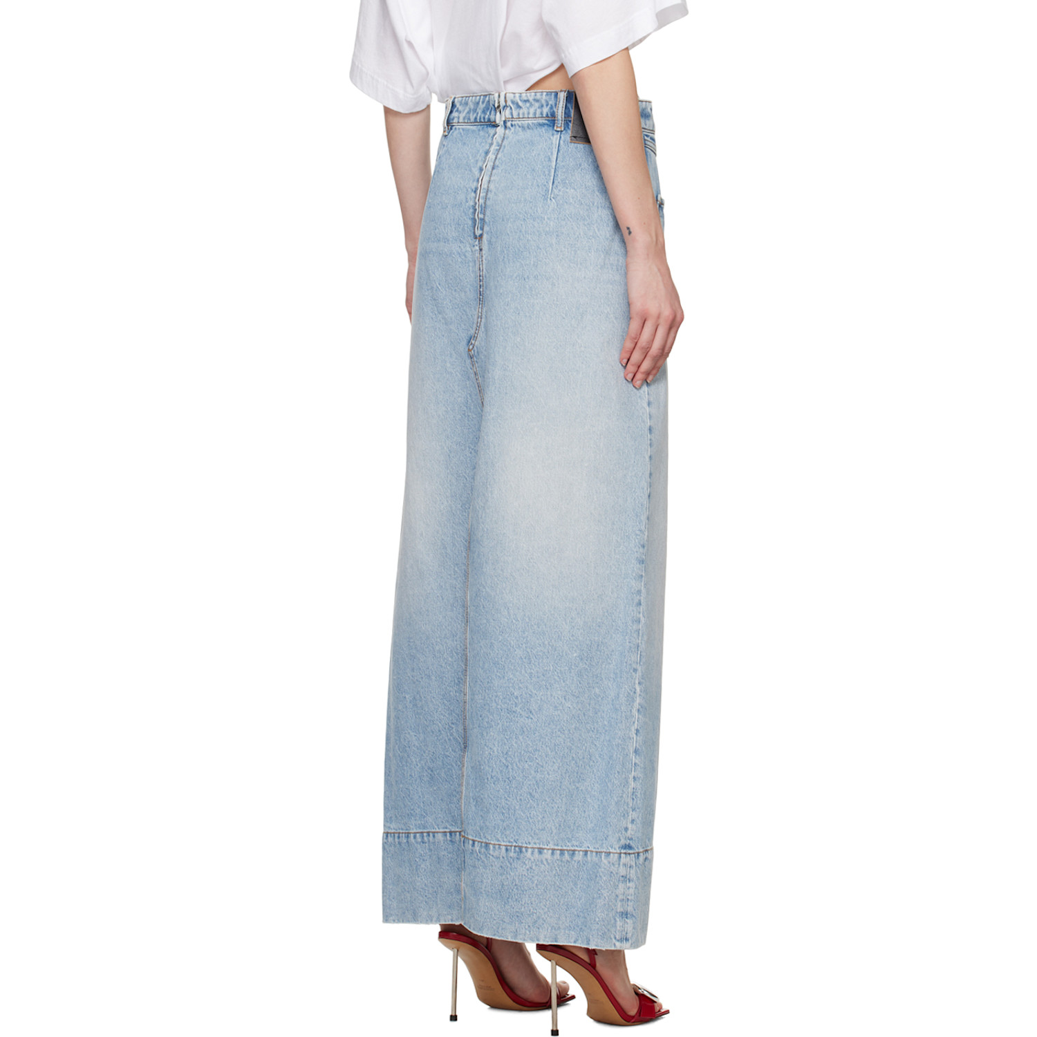  Sportmax Blue Faded Denim Maxi Skirt 