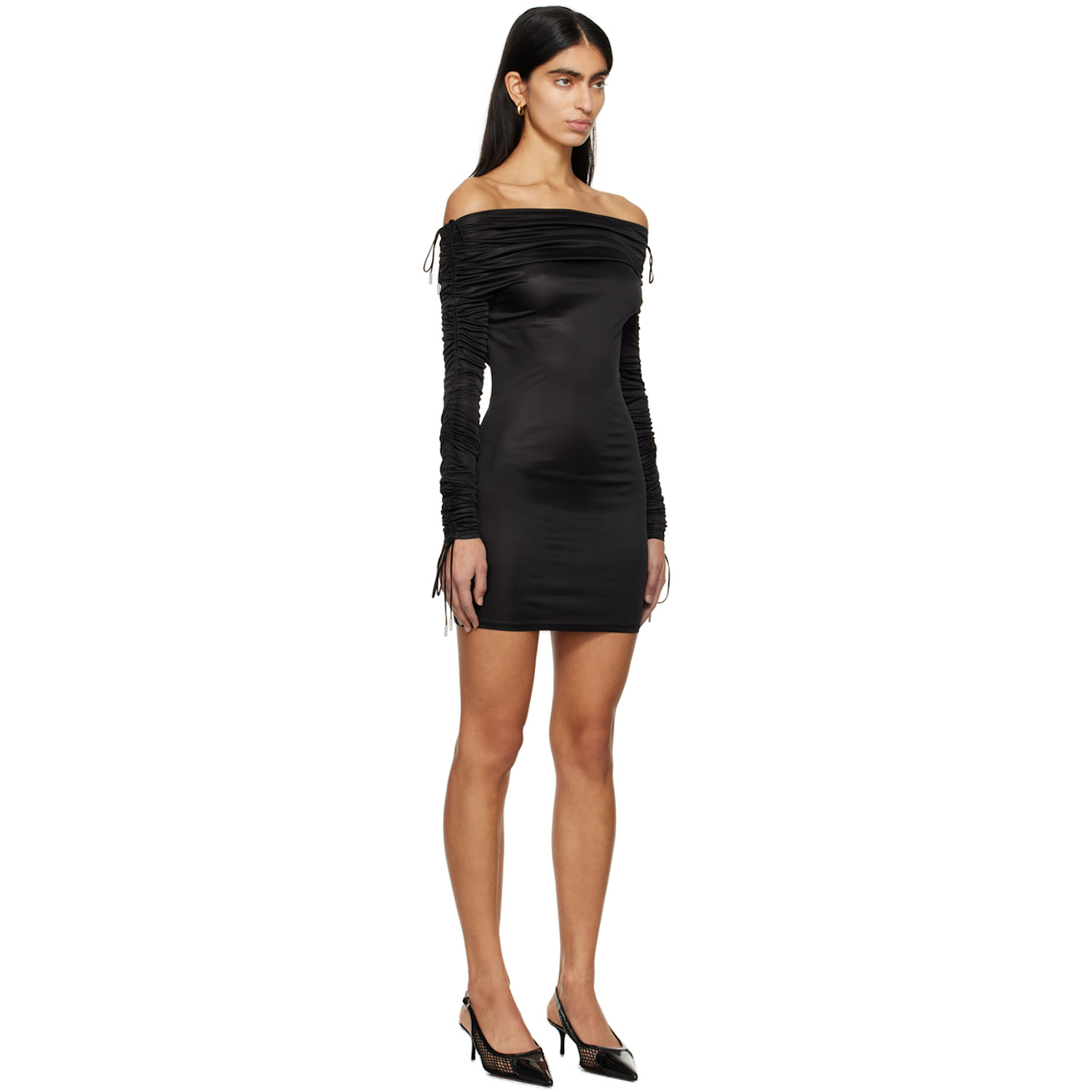  Atlein Black Ruched Minidress 
