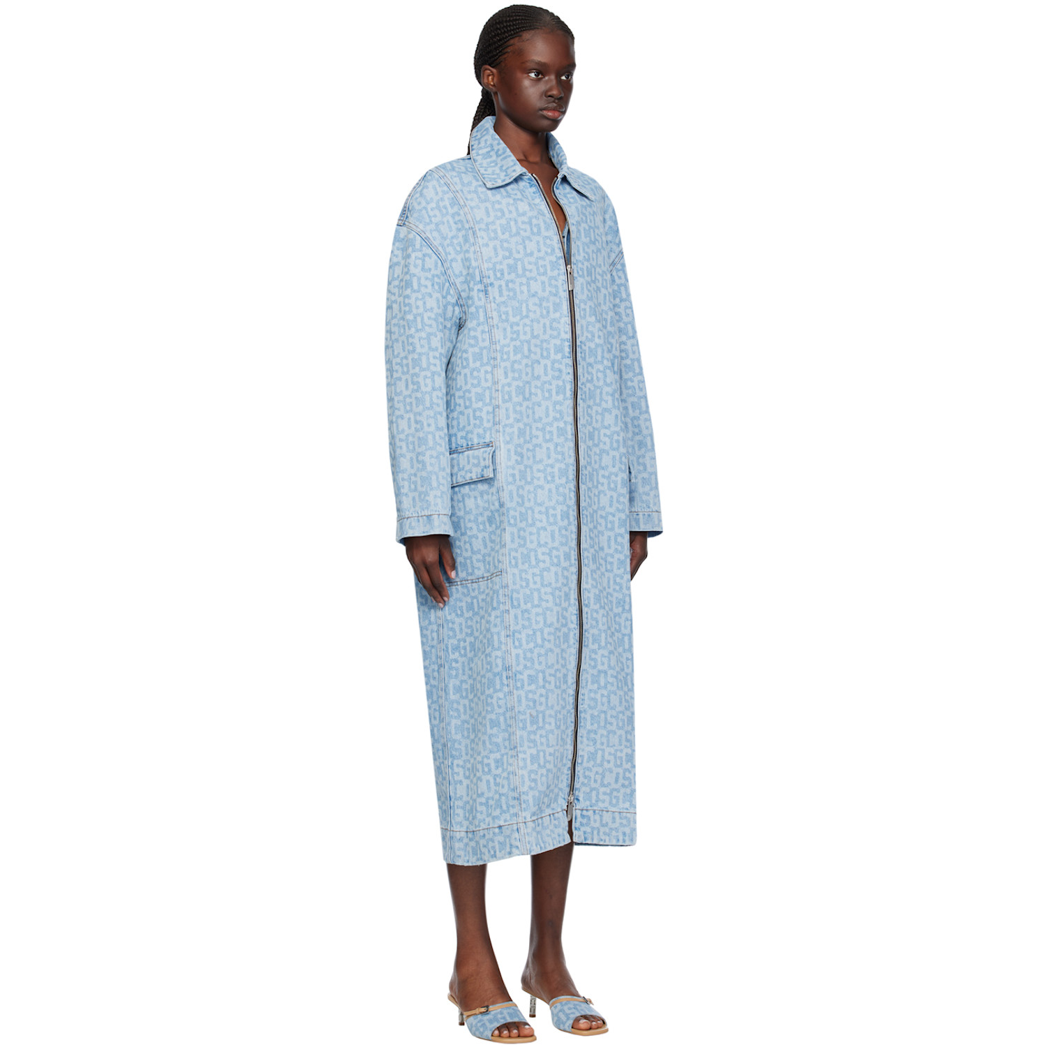  Gcds Blue Monogram Denim Coat 