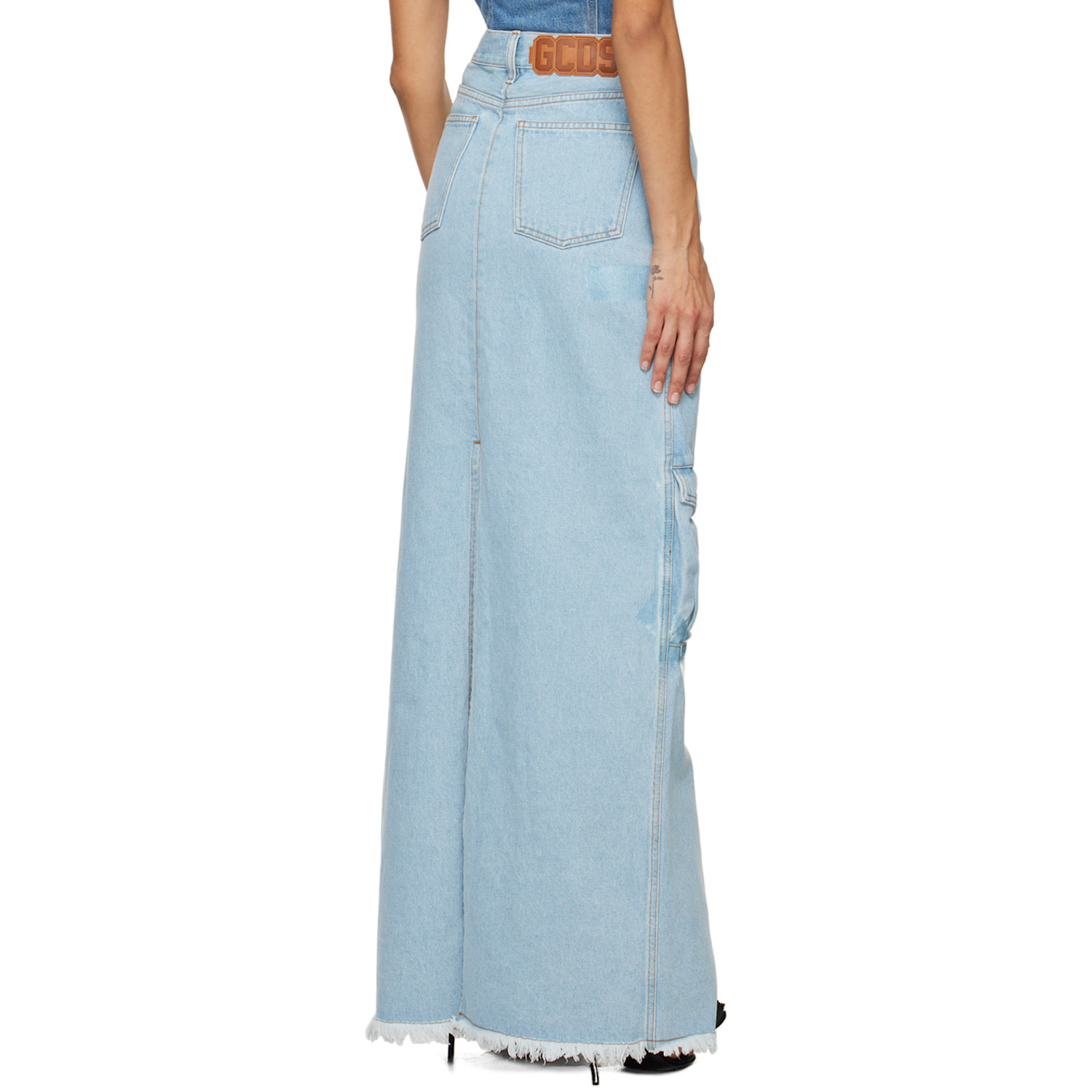  Gcds Blue Ultracargo Denim Maxi Skirt 