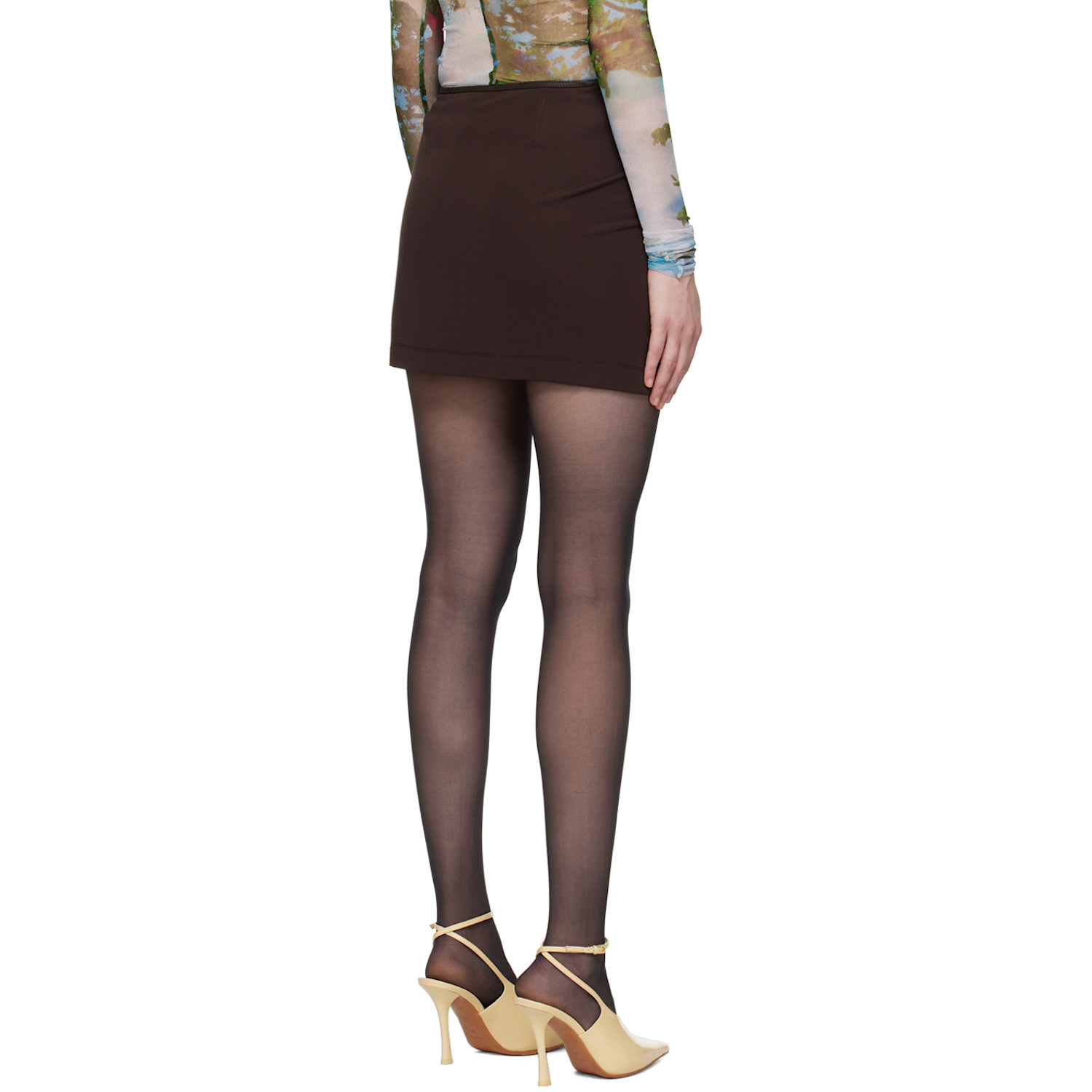  Christopher Esber Brown Framed Buckle Miniskirt 