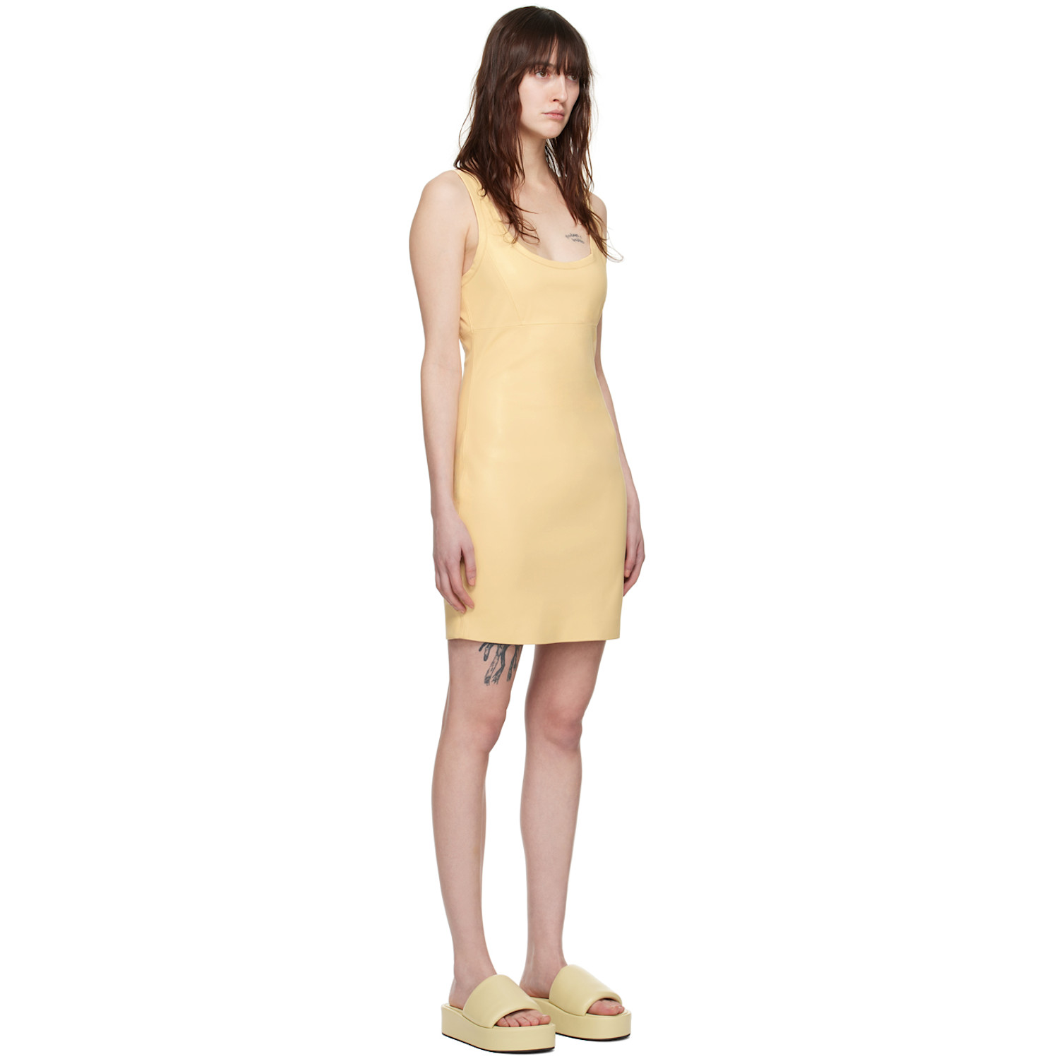  Stand Studio Yellow Sawyer Faux-leather Minidress 