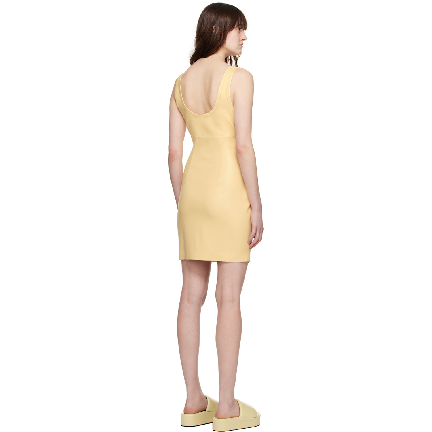  Stand Studio Yellow Sawyer Faux-leather Minidress 