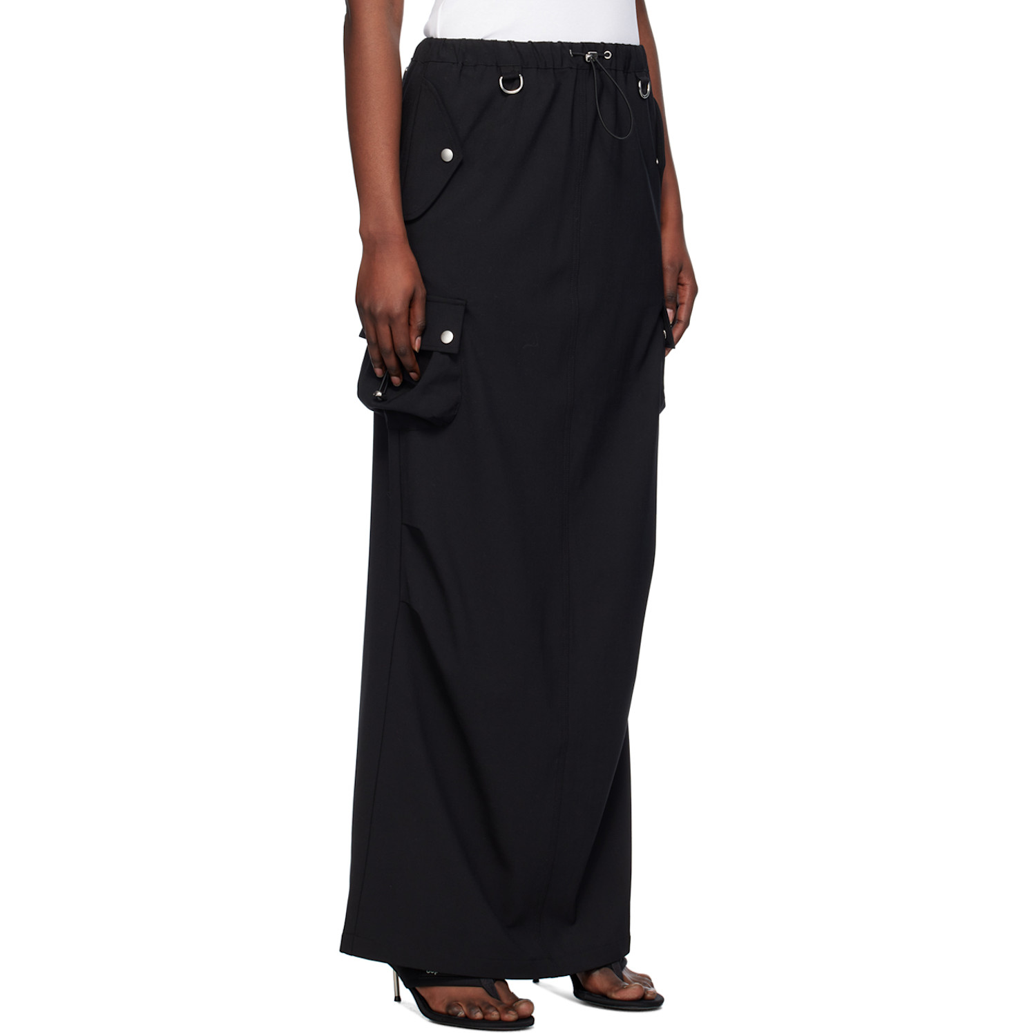  Coperni Black Tailored Cargo Maxi Skirt 