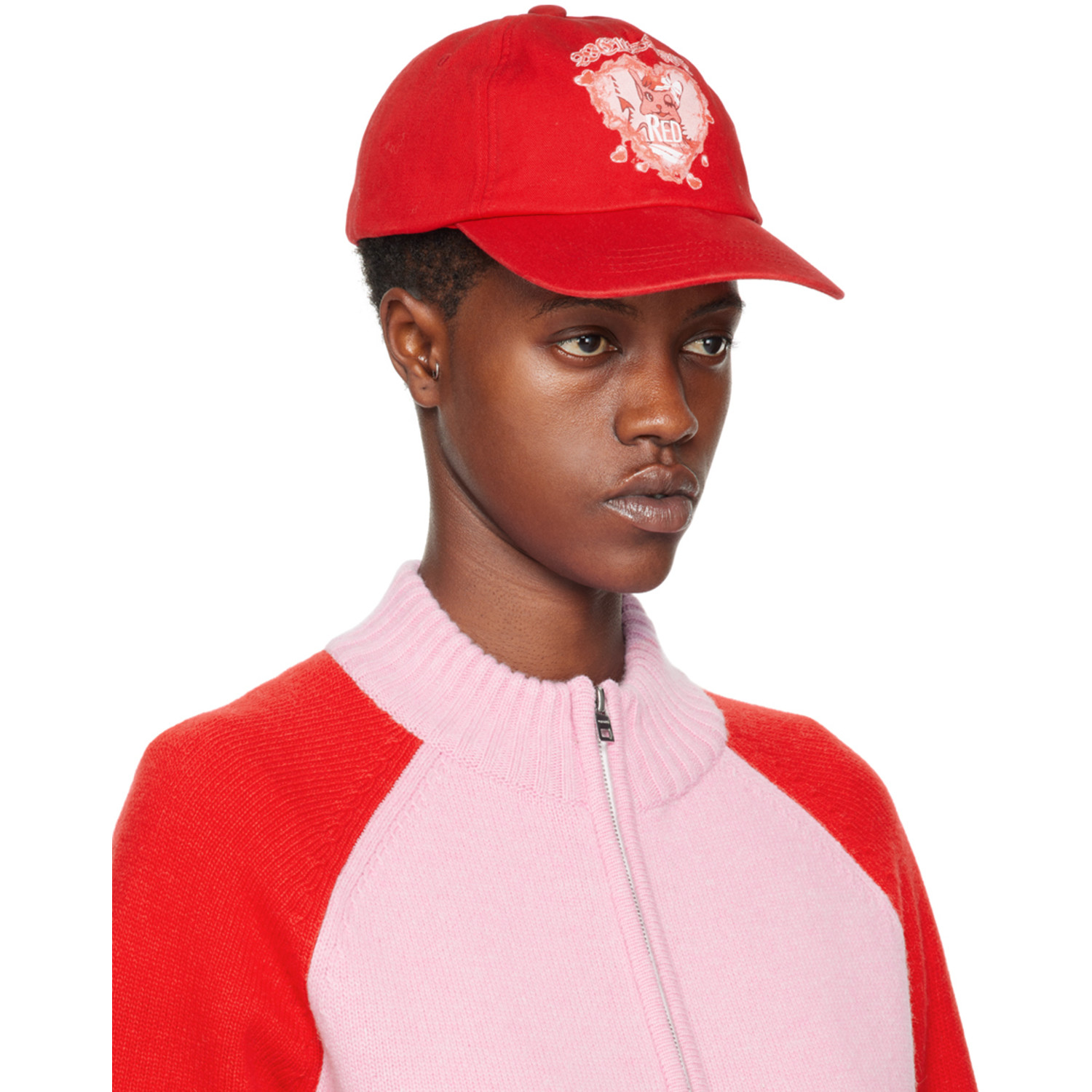  We11done Red Character Print Cap 