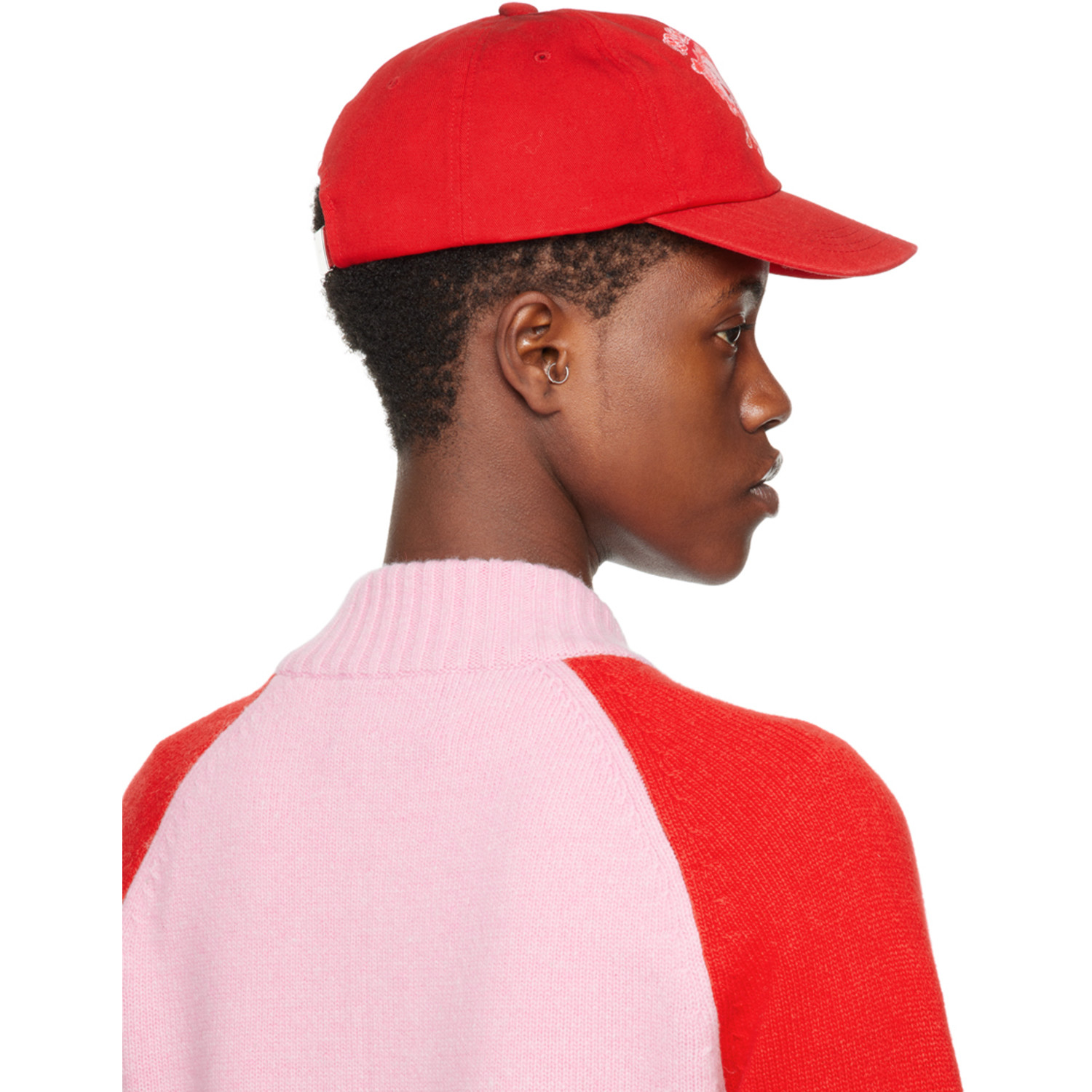  We11done Red Character Print Cap 