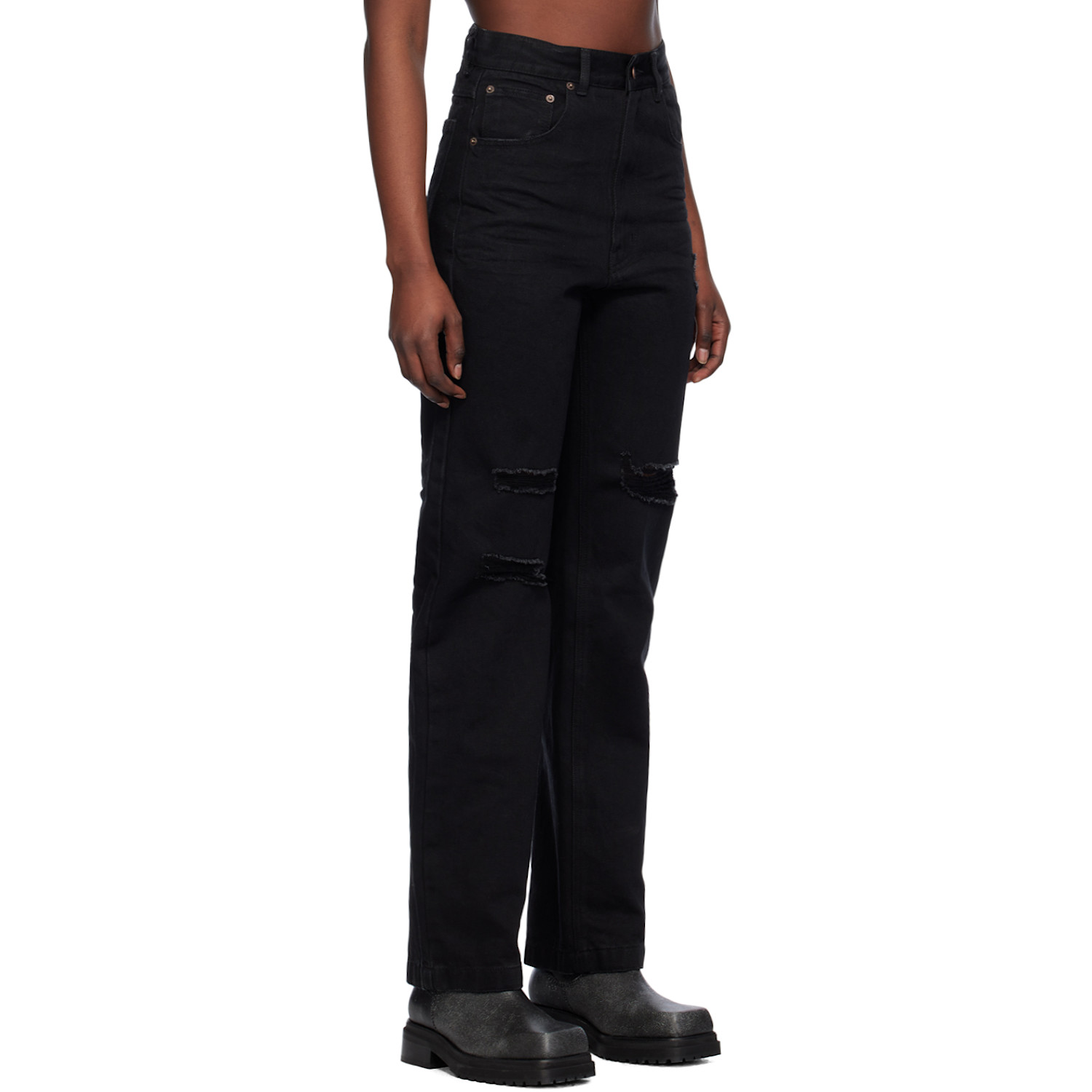  We11done Black Distressed Jeans 