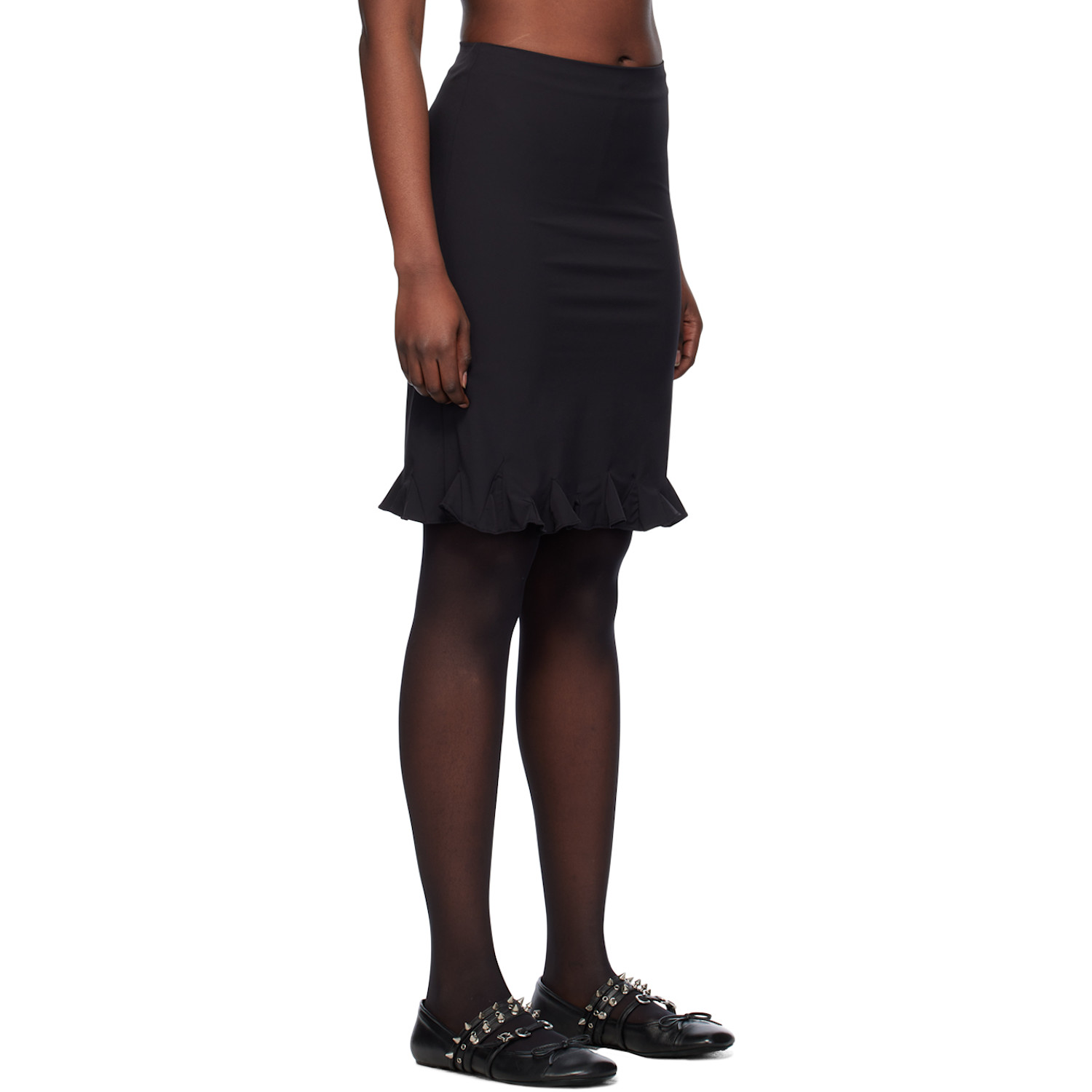  We11done Black Flared Midi Skirt 
