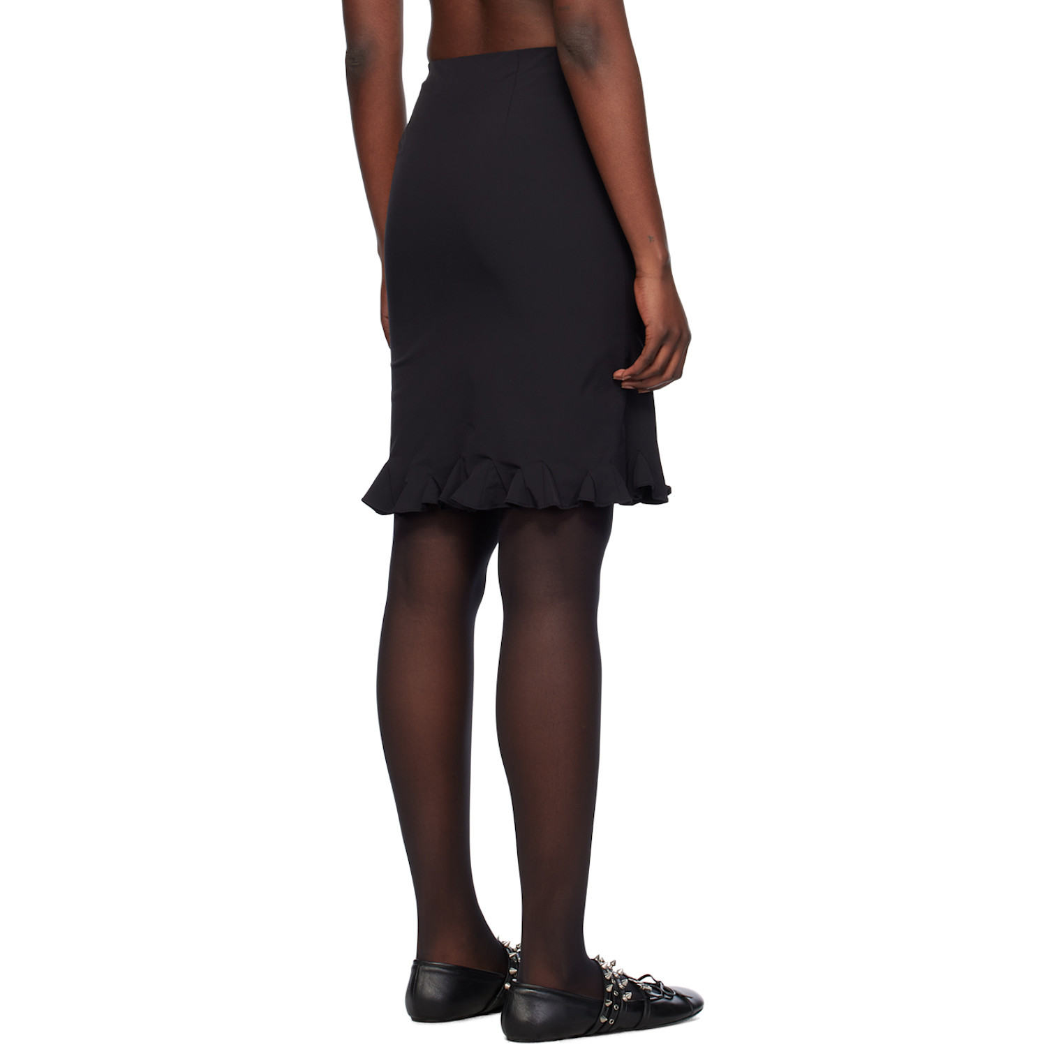  We11done Black Flared Midi Skirt 