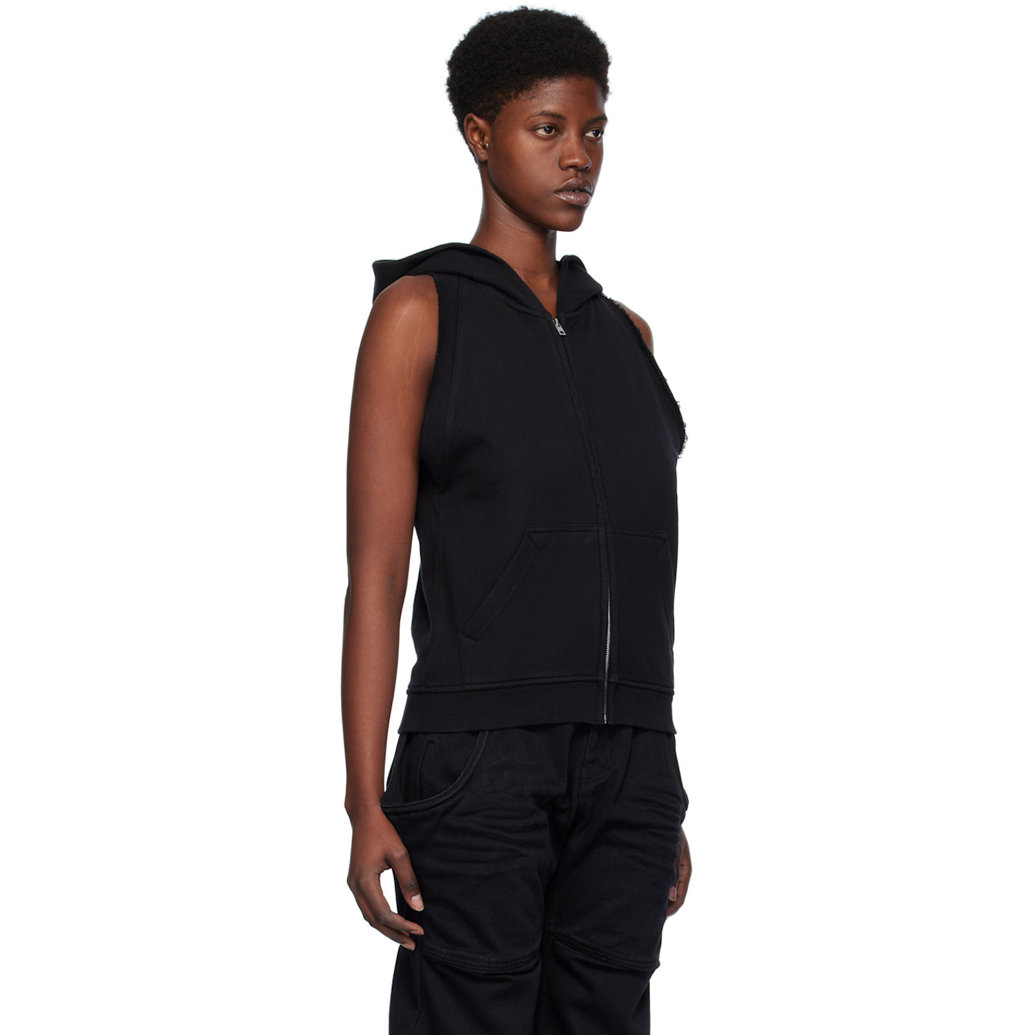  We11done Black Sleeveless Hoodie 