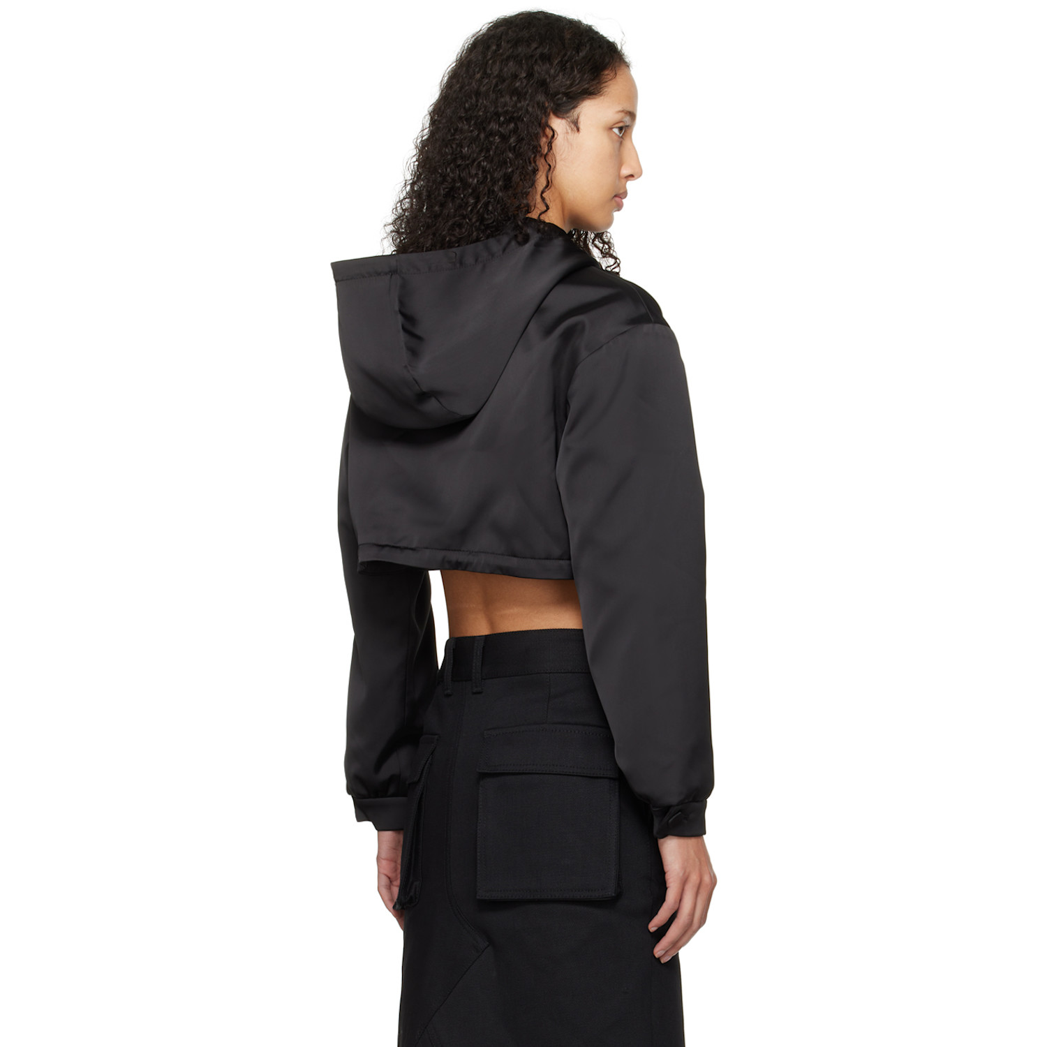  We11done Black Cropped Hoodie 