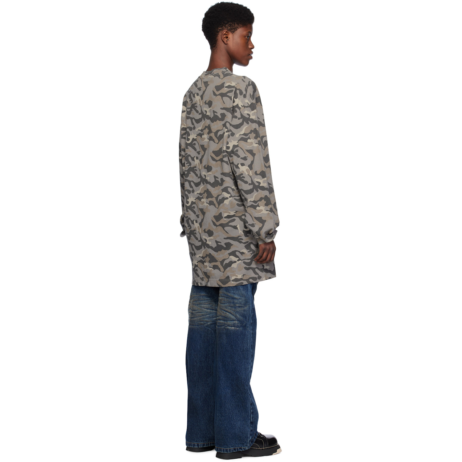  We11done Gray Camouflage Long Sleeve T-shirt 