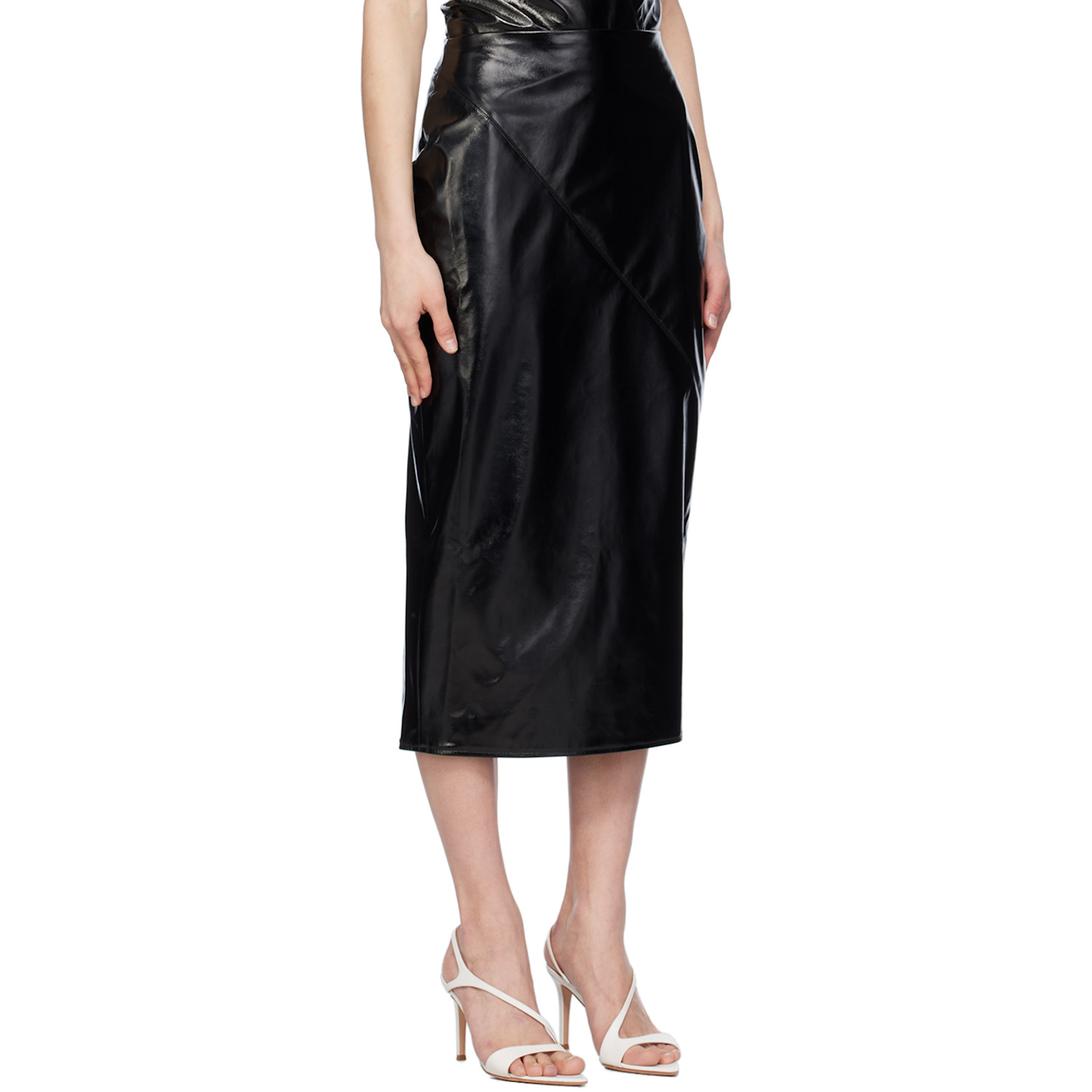  Gauge81 Black Kuana Faux-leather Midi Skirt 