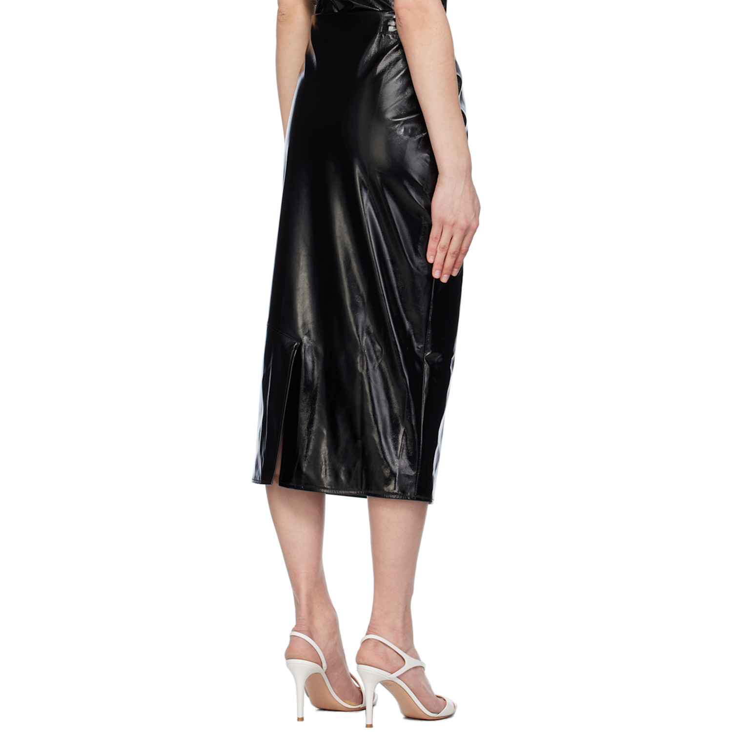  Gauge81 Black Kuana Faux-leather Midi Skirt 