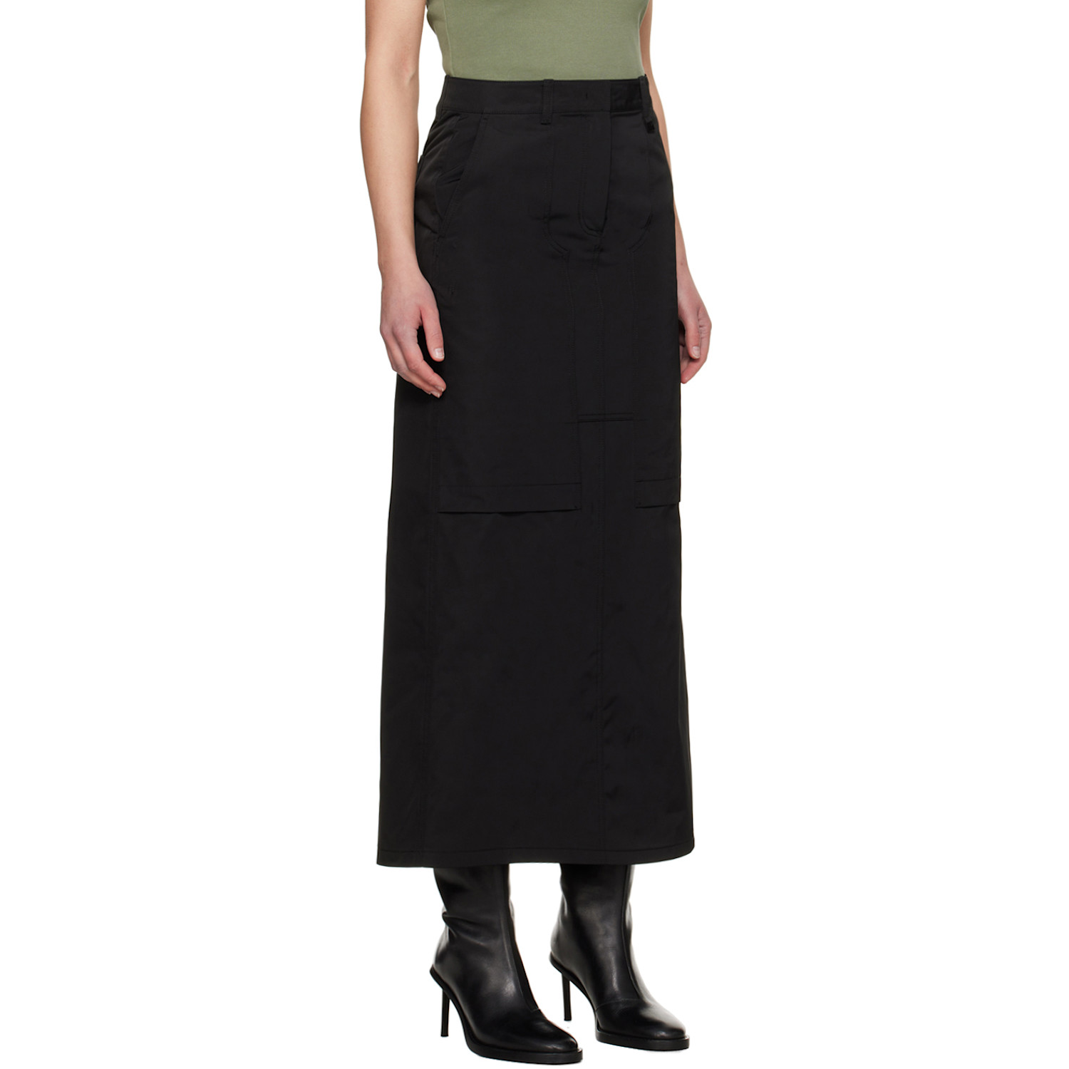  Juun.j Black Paneled Maxi Skirt 