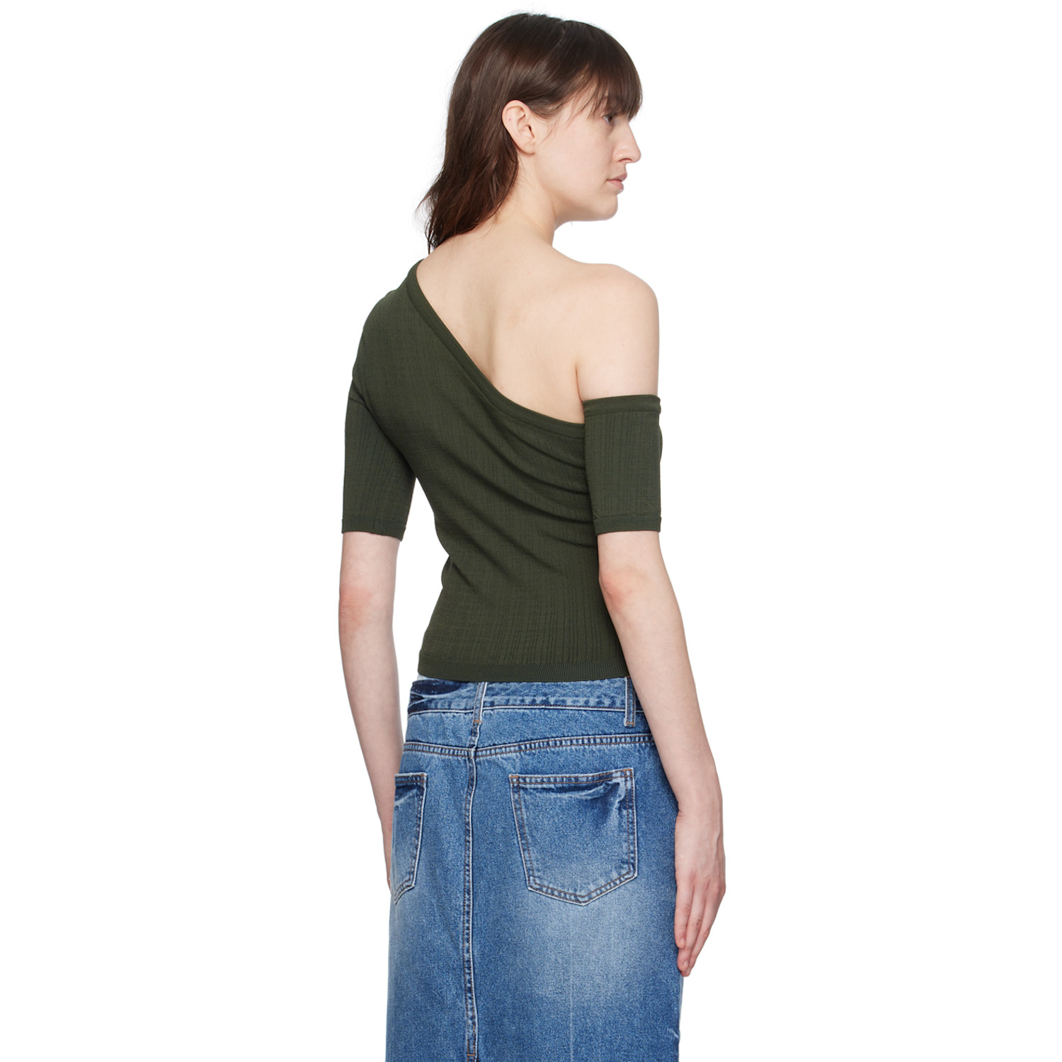  Juun.j Green One-shoulder T-shirt 