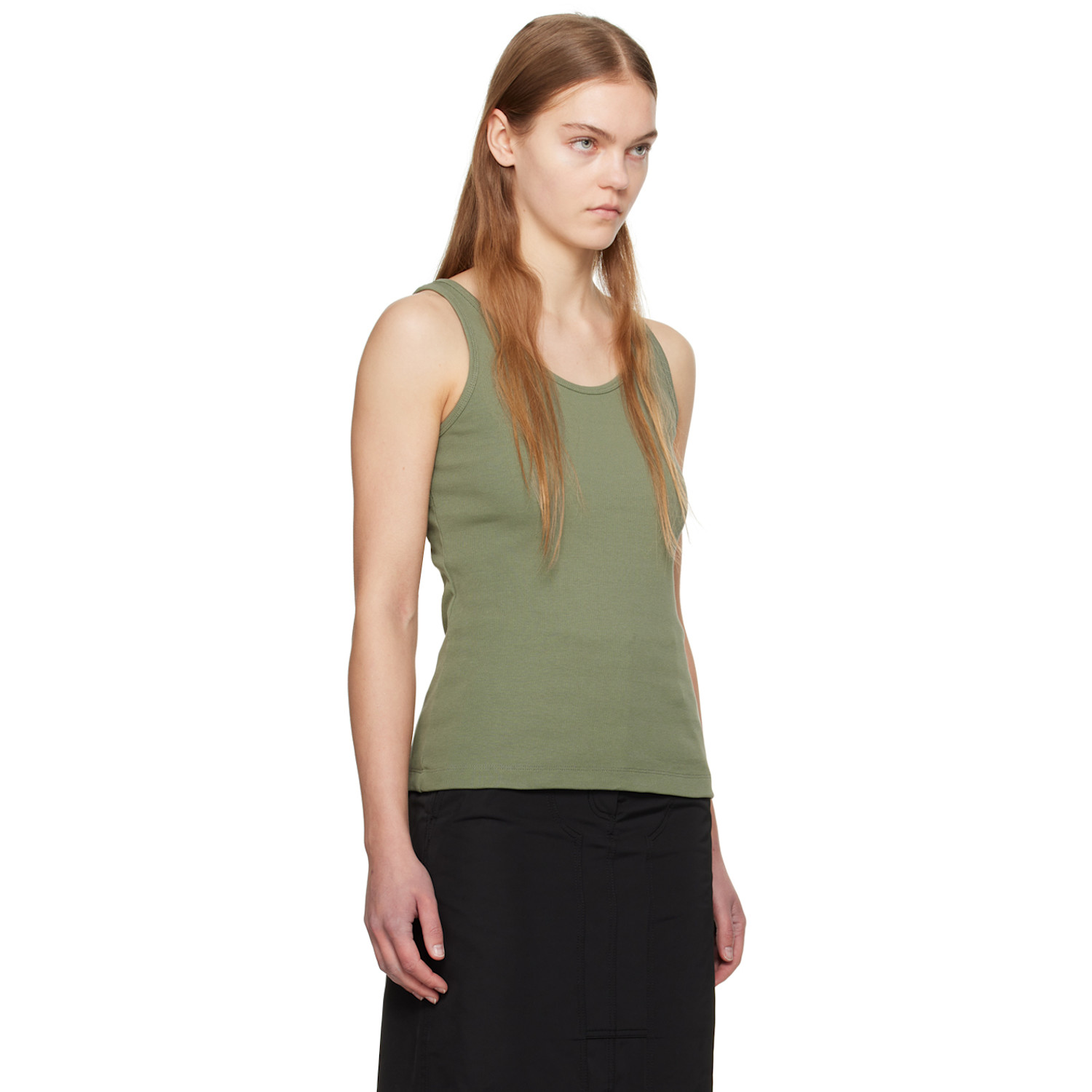  Juun.j Green Scoop Tank Top 