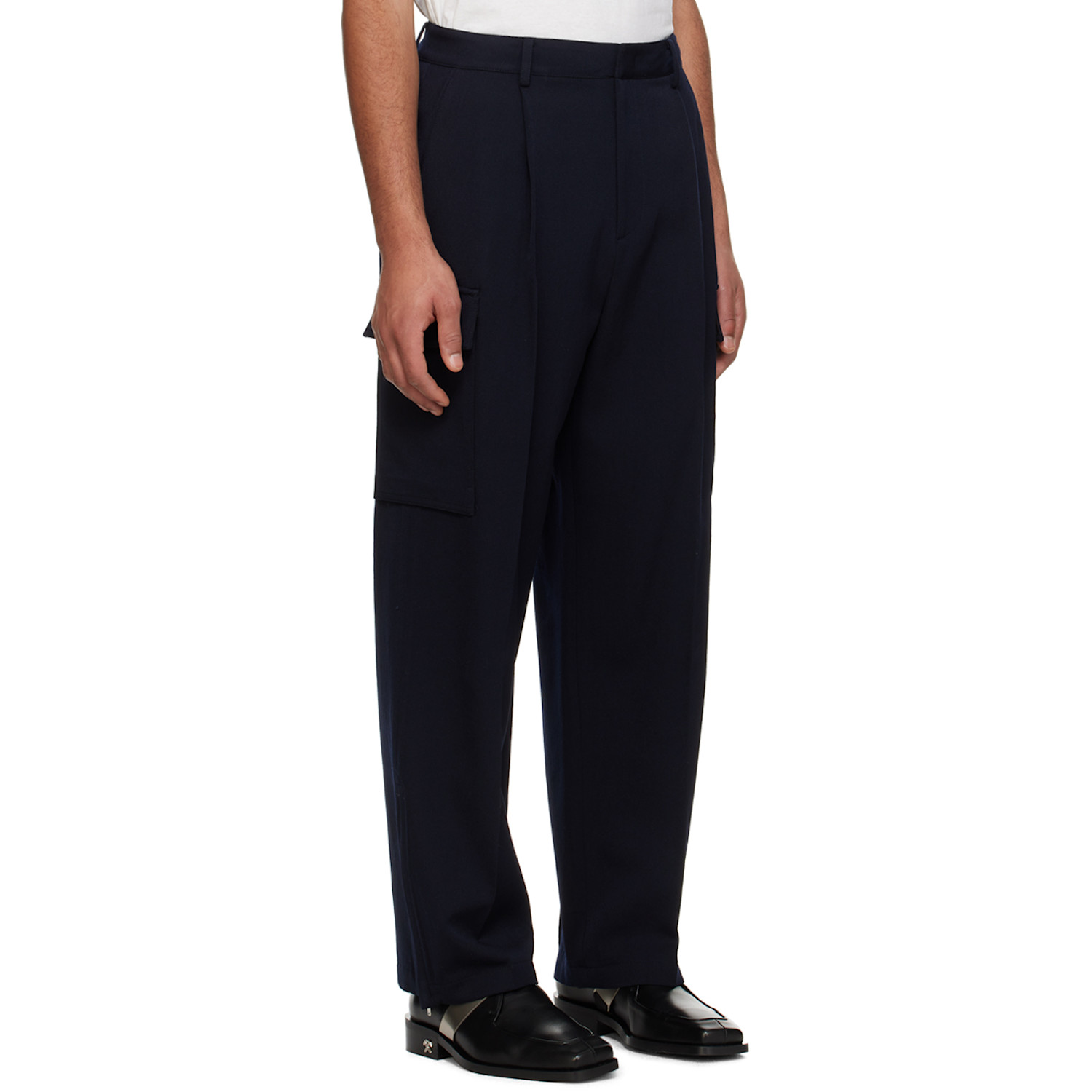  Juun.j Navy Creased Cargo Pants 