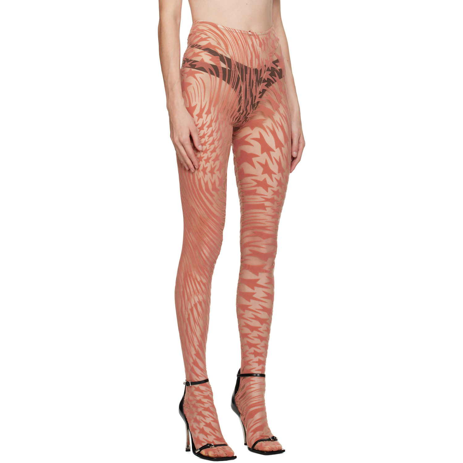  Mugler Pink Flocked Leggings 