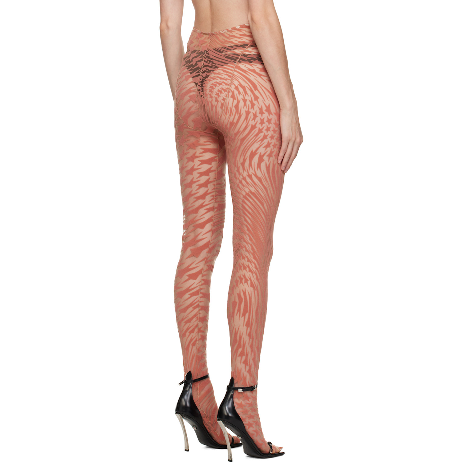  Mugler Pink Flocked Leggings 