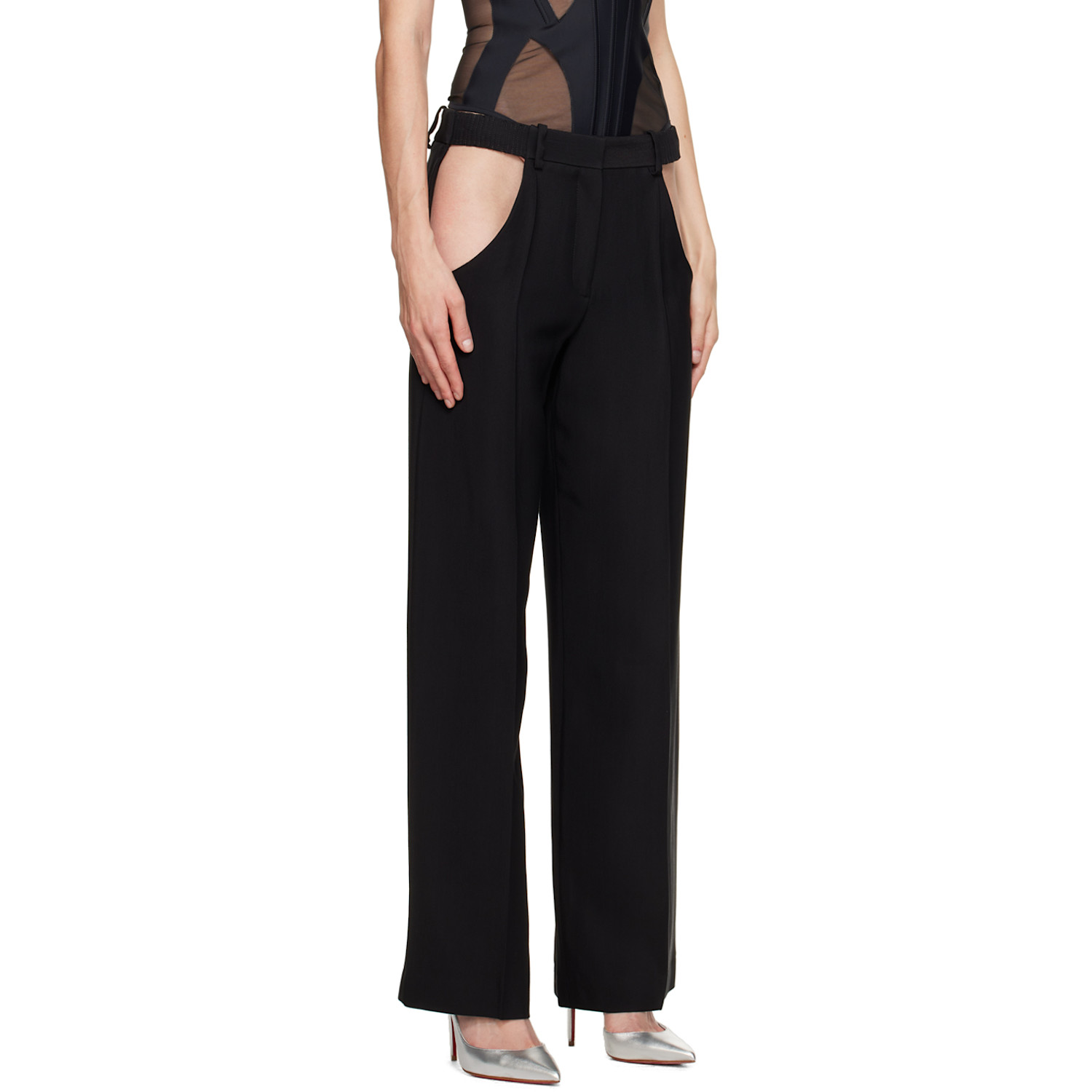  Mugler Black Cutout Trousers 