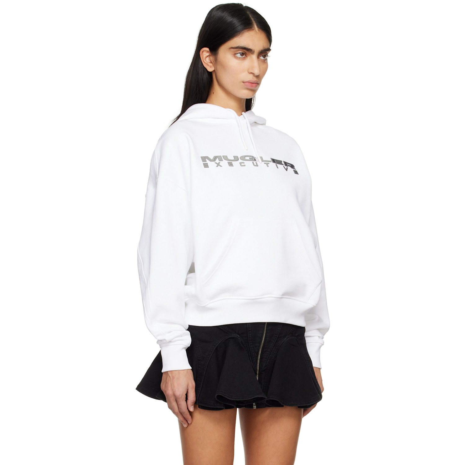  Mugler White Executive Hoodie 