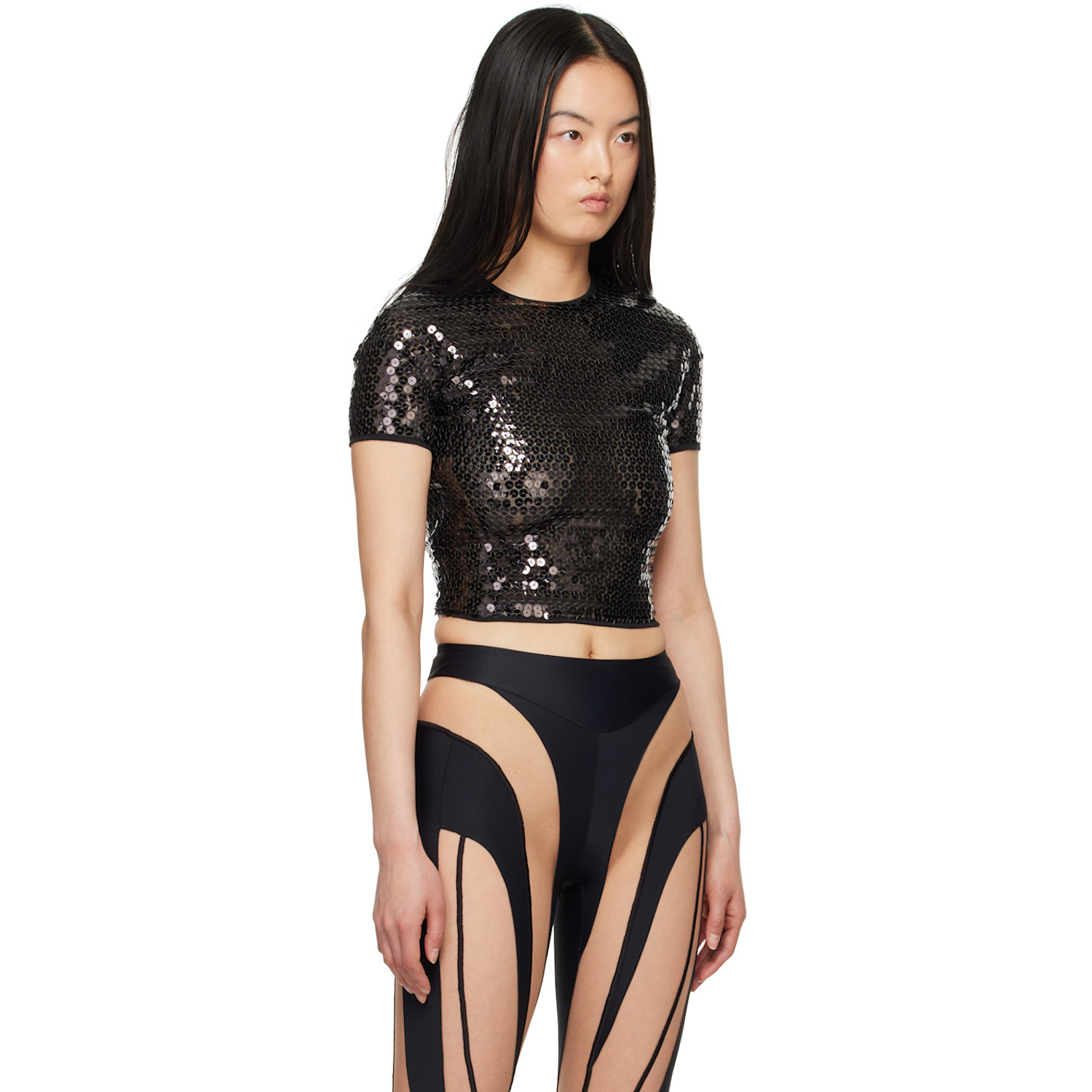  Mugler Black Cropped T-shirt 
