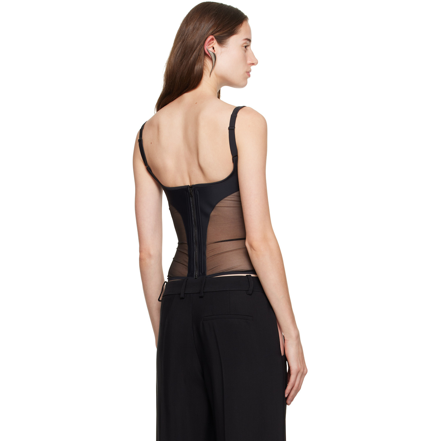  Mugler Black Illusion Tank Top 