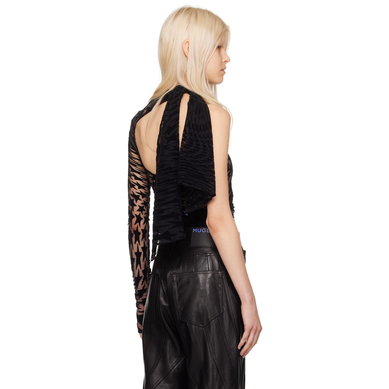  Mugler Black Wrapped Bodysuit 