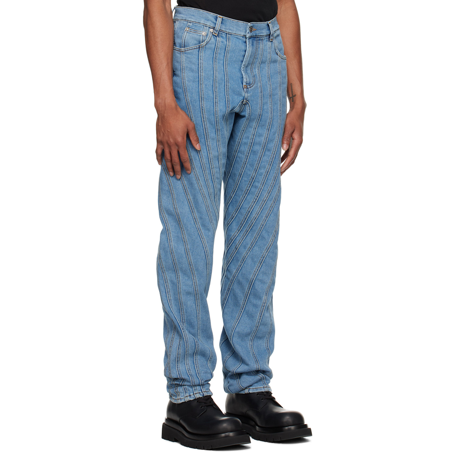  Mugler Blue Spiral Jeans 