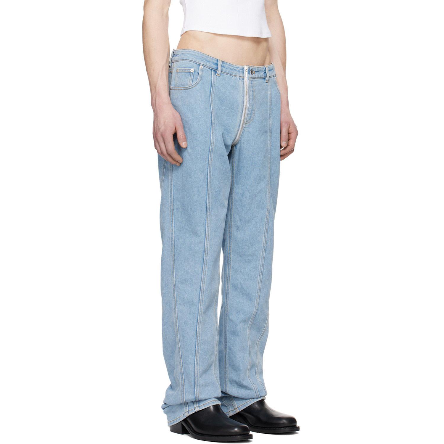  Mugler Blue Zip Jeans 
