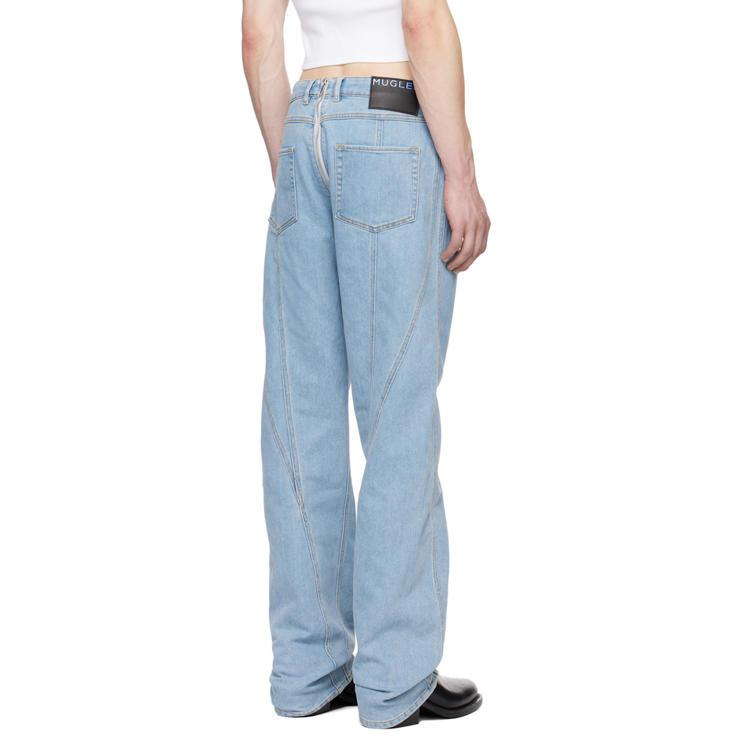  Mugler Blue Zip Jeans 