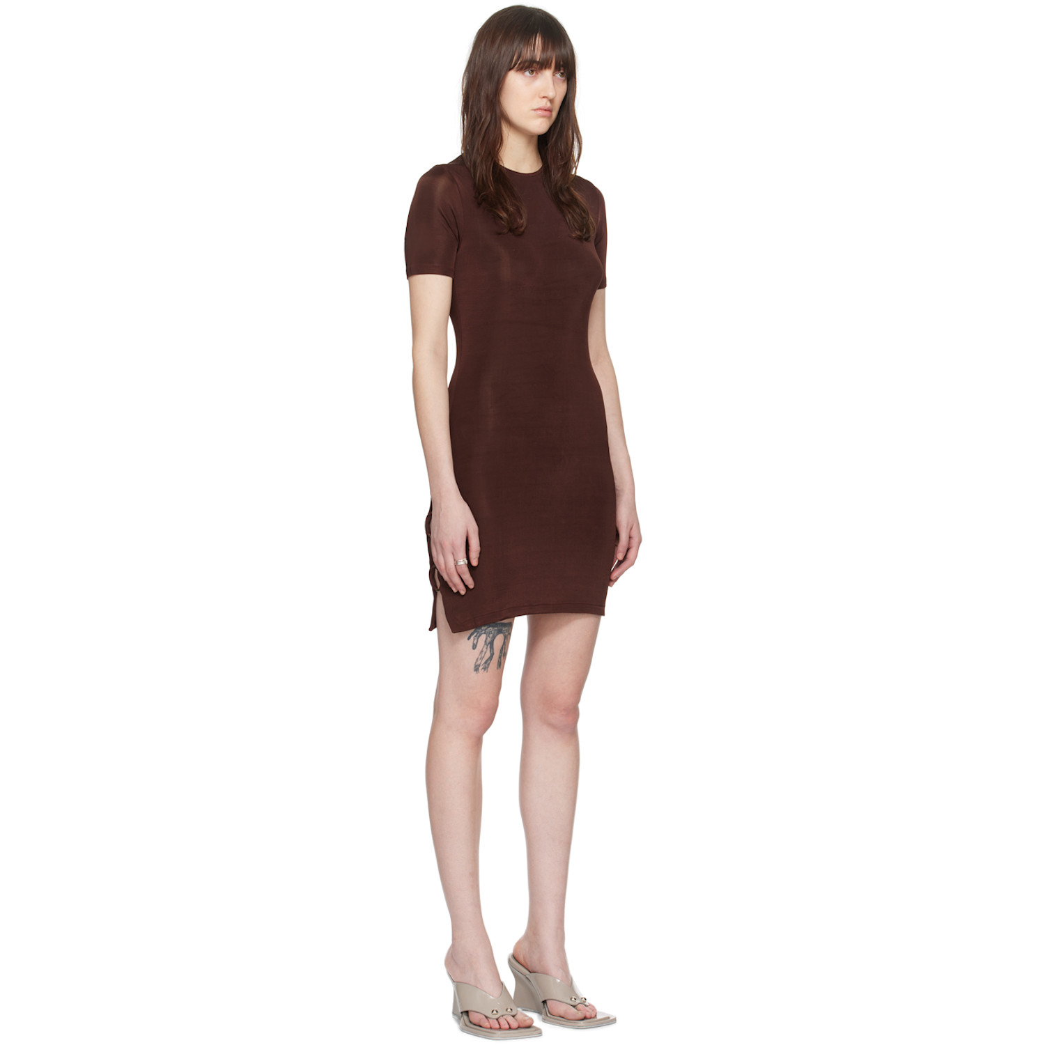  Louisa Ballou Brown O-ring Minidress 