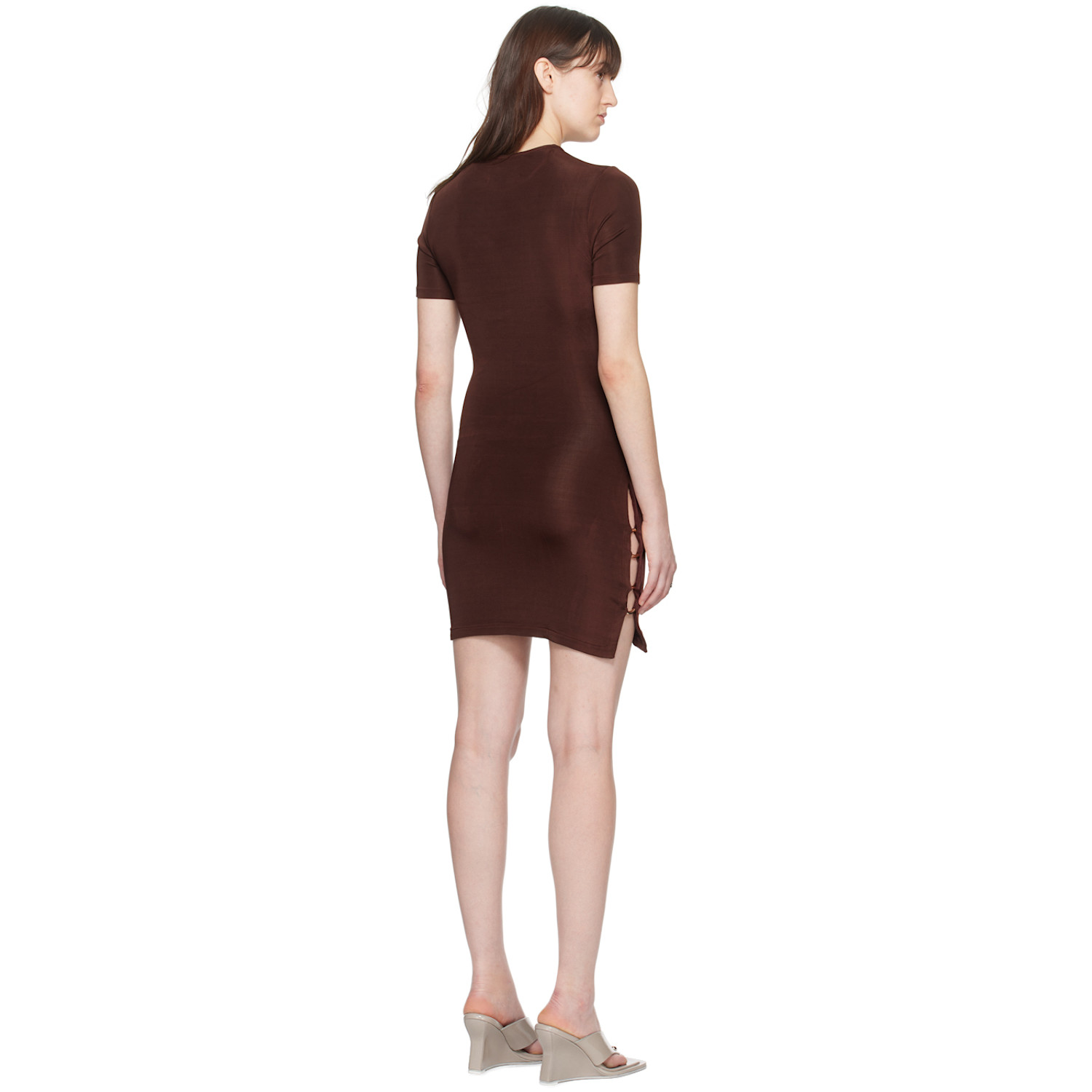  Louisa Ballou Brown O-ring Minidress 